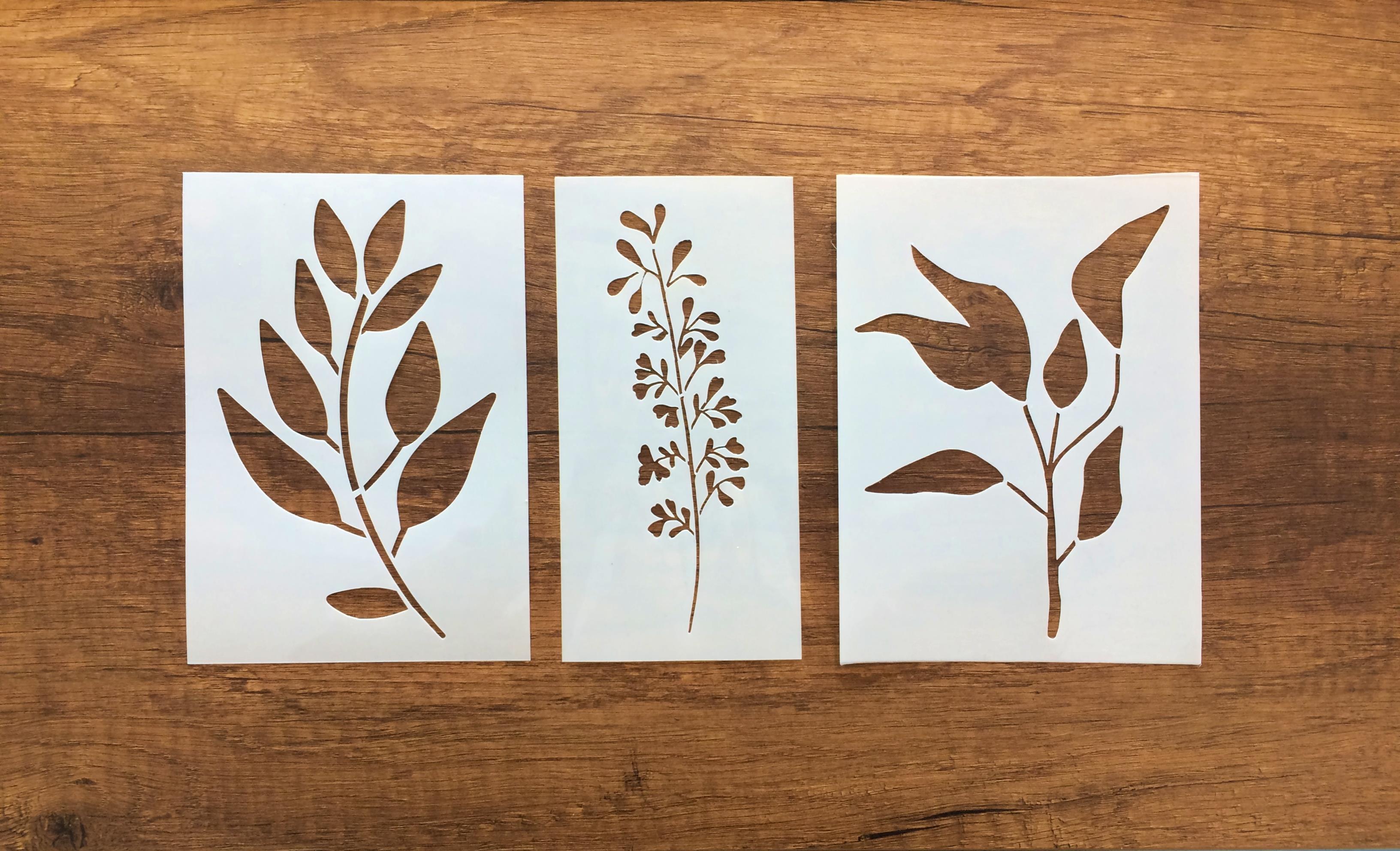 Kır çiçeği, Floral, Botanik, Yaprak Minimalist Stencil Şablon 3lü Seri No.7