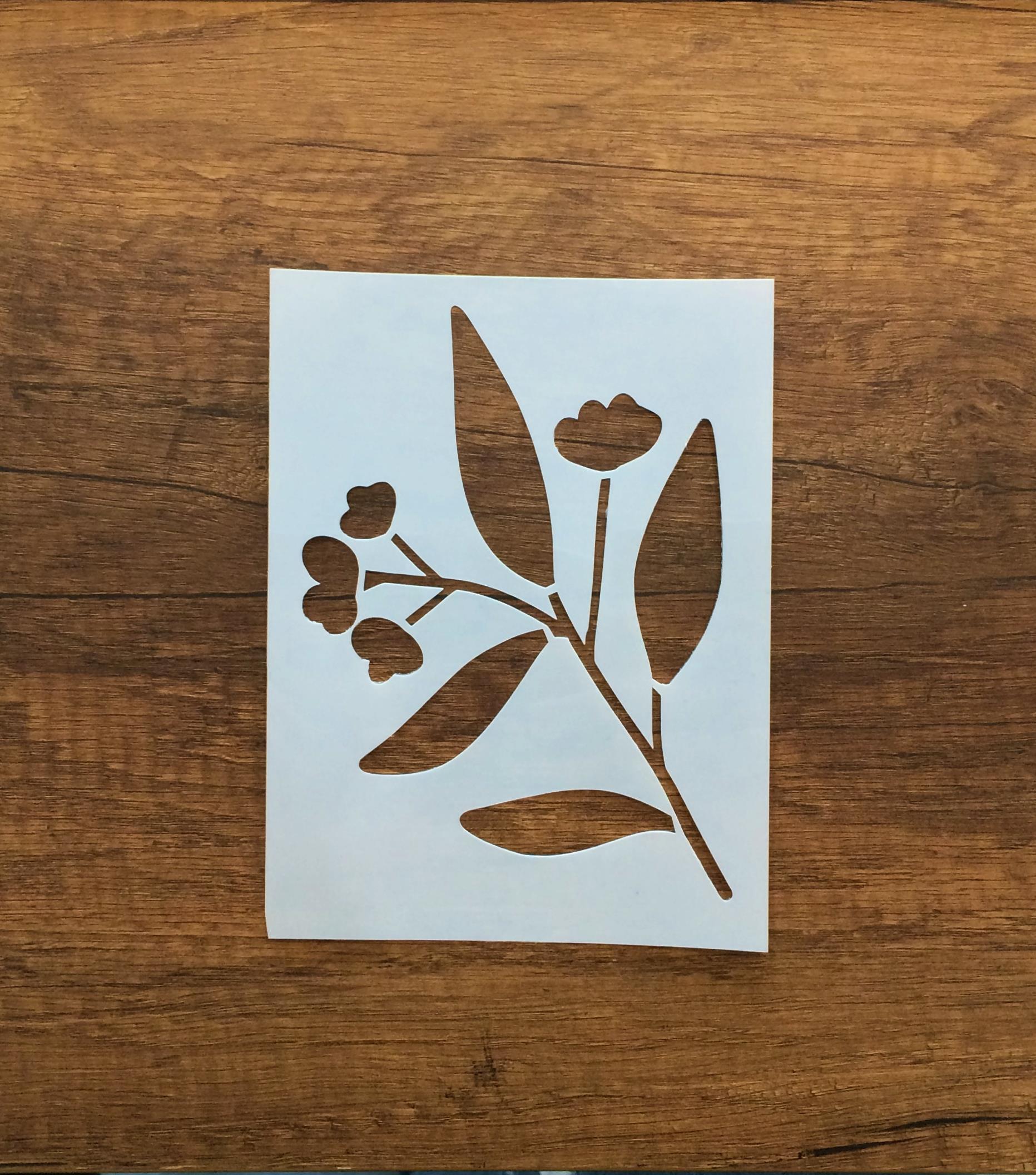 Kır çiçeği, Floral, Botanik, Yaprak Minimalist Stencil Serisi No.5