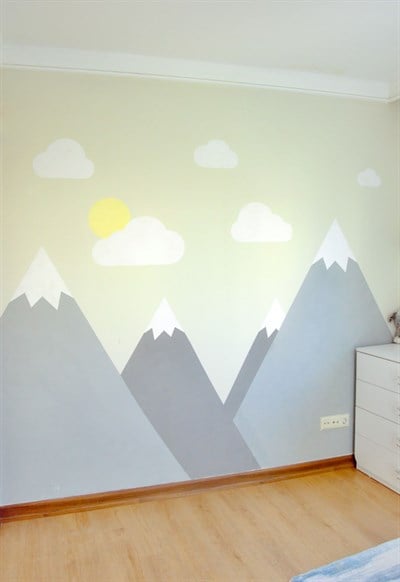 Piktura Duvar Dekorasyon Kendin Yap Diy Kiti (Dağ ve Bulut)