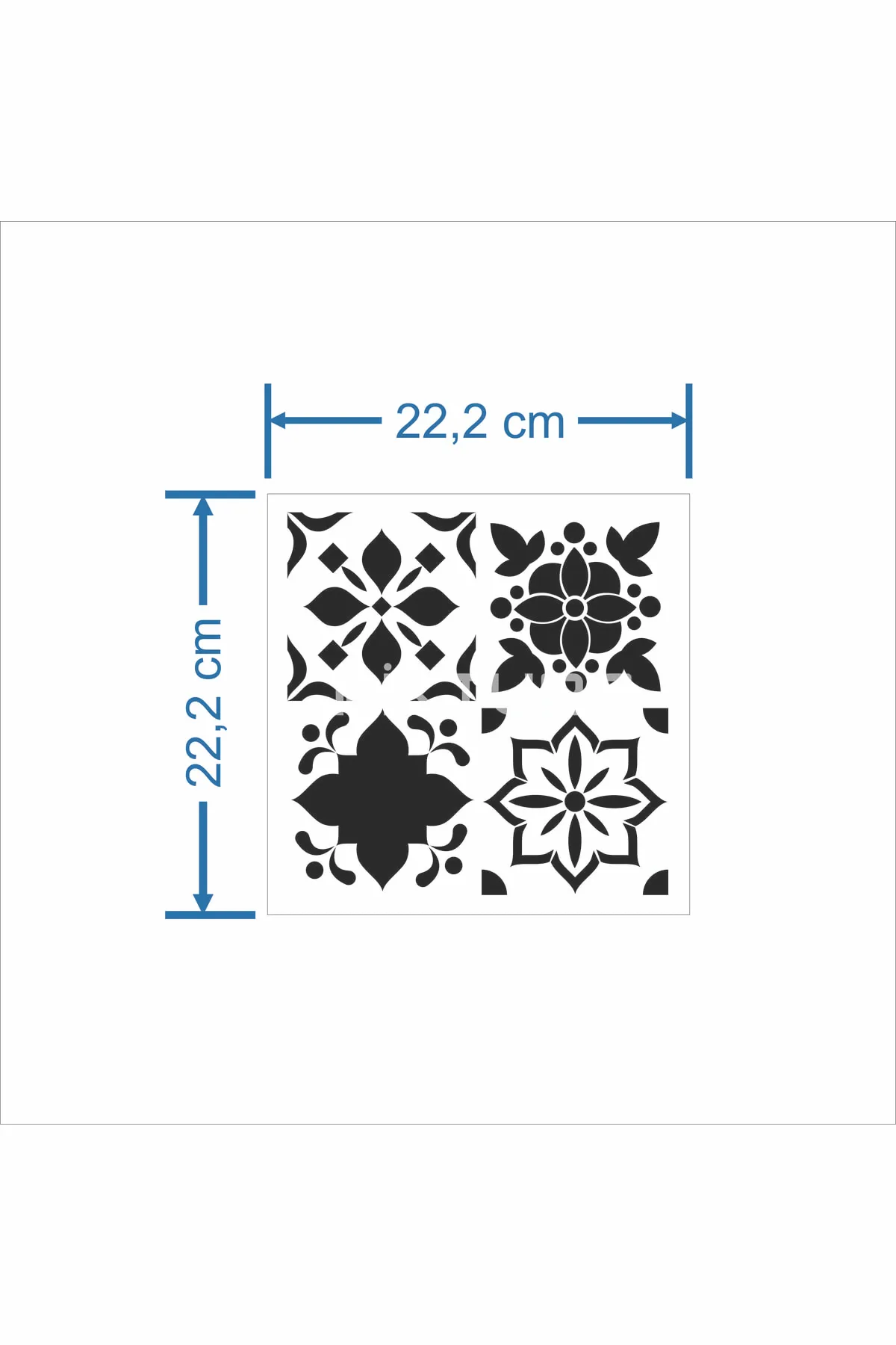 Piktura Seramik Fayans Karo Stencil Şablon (TİLE STENCİL) 20*20cm Seramik Karo Için Uygun
