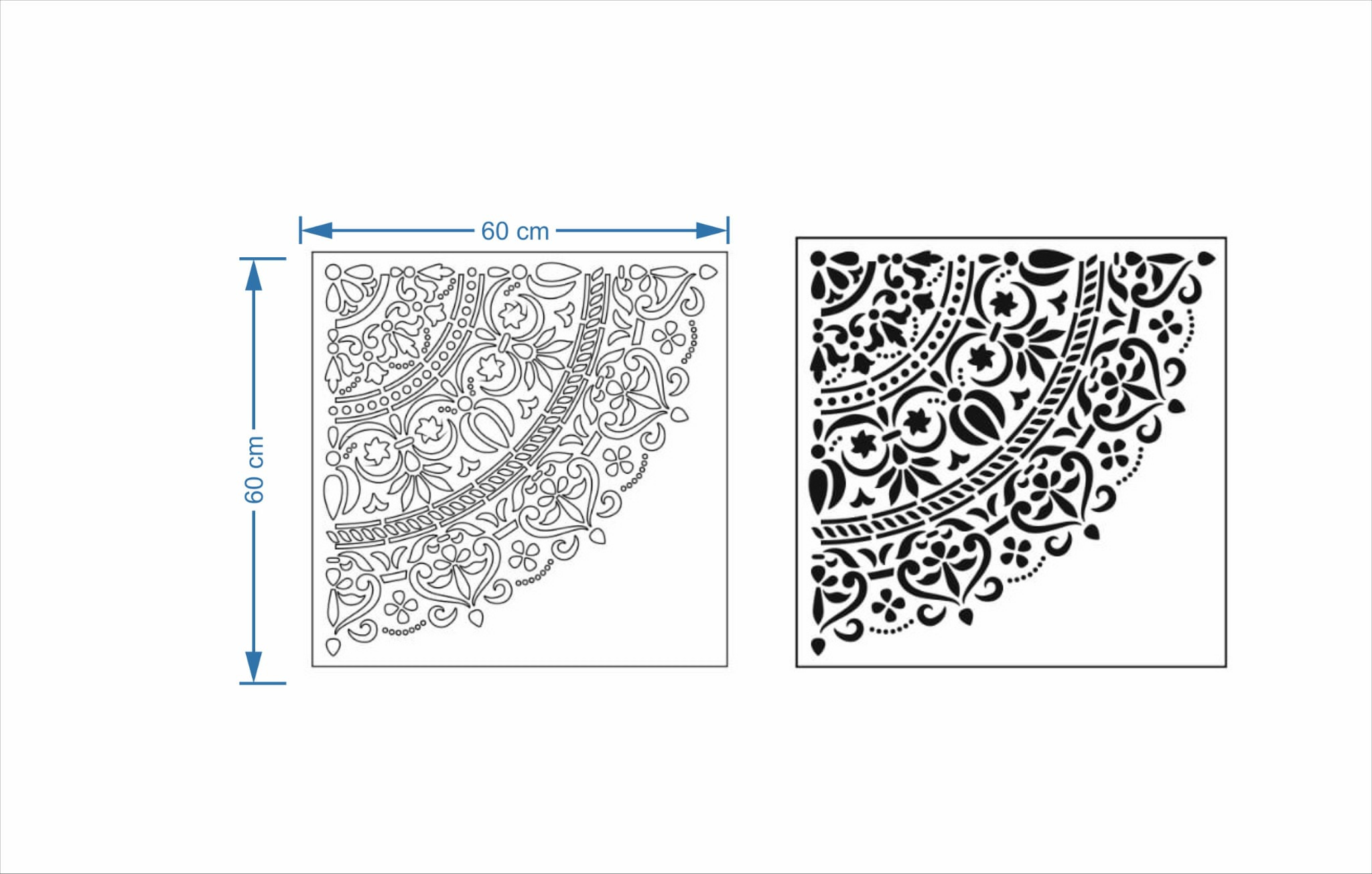 Duvar stencil şablon kalınlığı 0,35mm (alçı şablonu) boyut 60X60  model 13