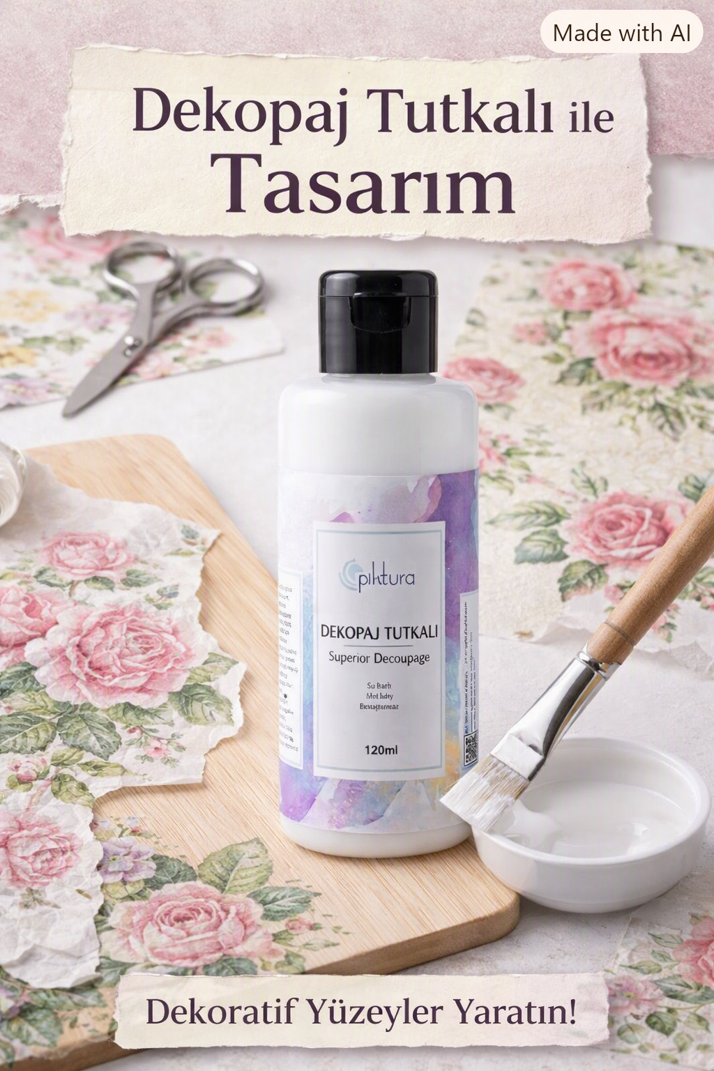 Piktura Su Bazlı Dekopaj Tutkalı Decoupage Glue