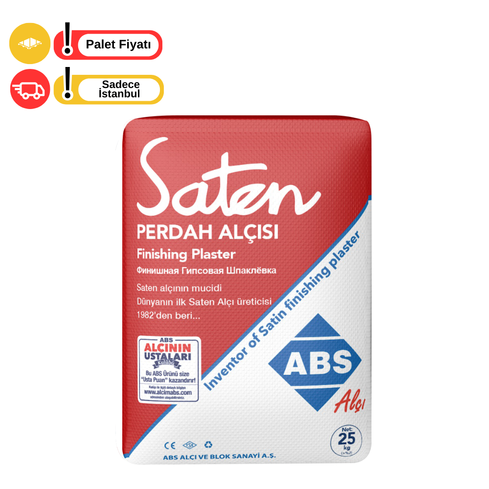 Abs Saten Alçı 25 Kg 60 Adet