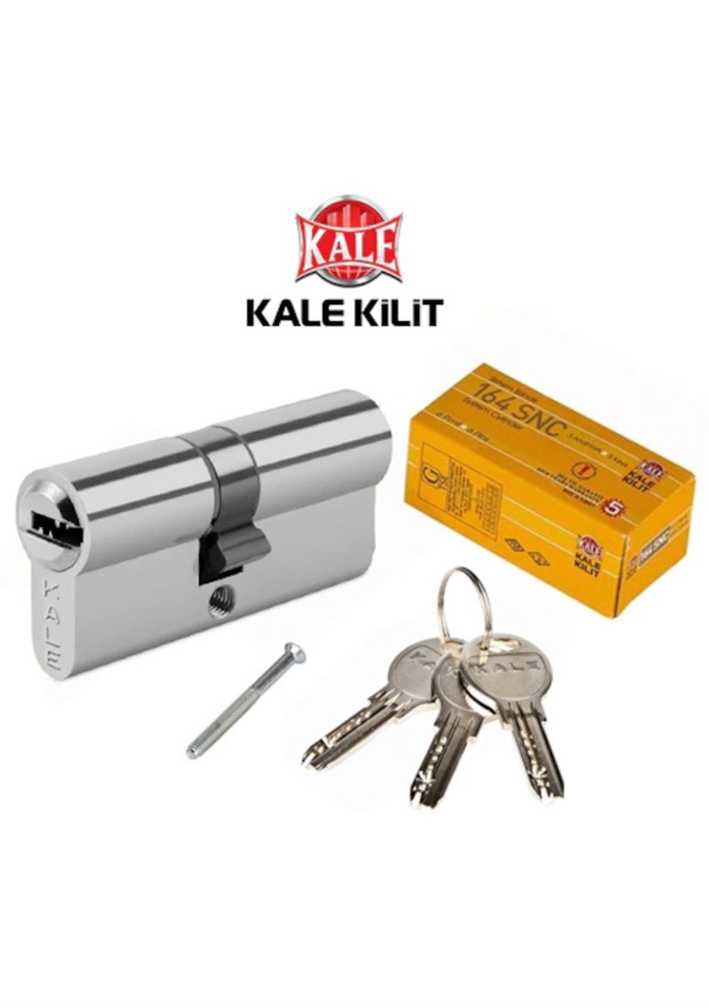 Kale 164 SNC 68mm Sistem Silindirli Barel Kapı Kilidi Nikel 3 Anahtarlı