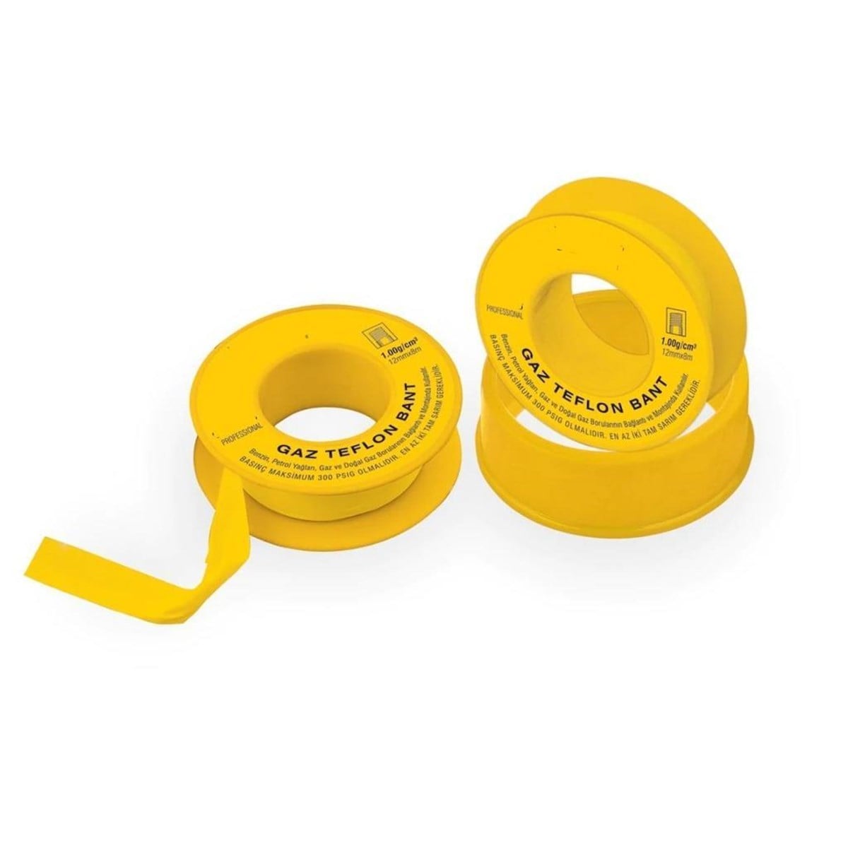 Kupa Doğalgaz İçin Teflon Bant Sarı 1 Adet Gaz Teflon Bant 12 Mm X 10 Metre