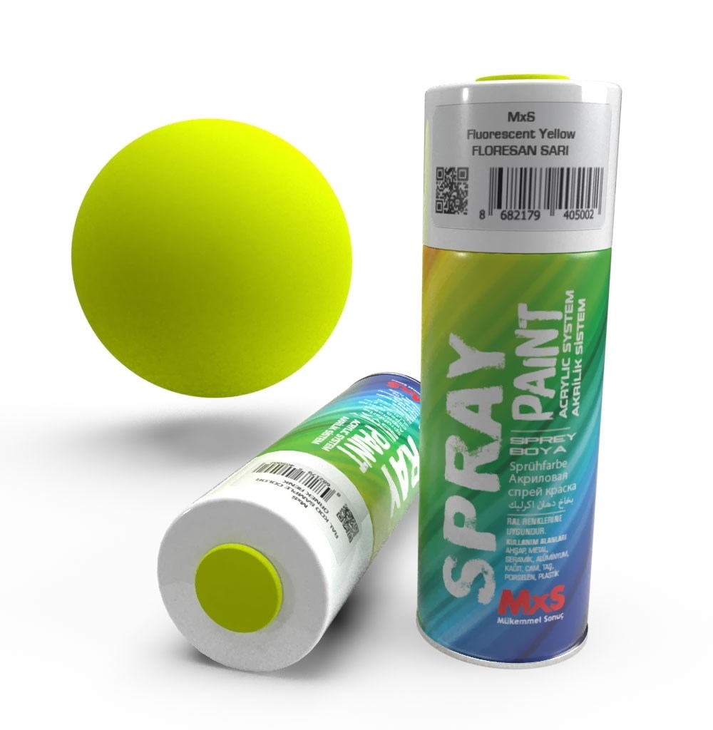 MxS 102 Floresan Sarı Sprey Boya 400 Ml