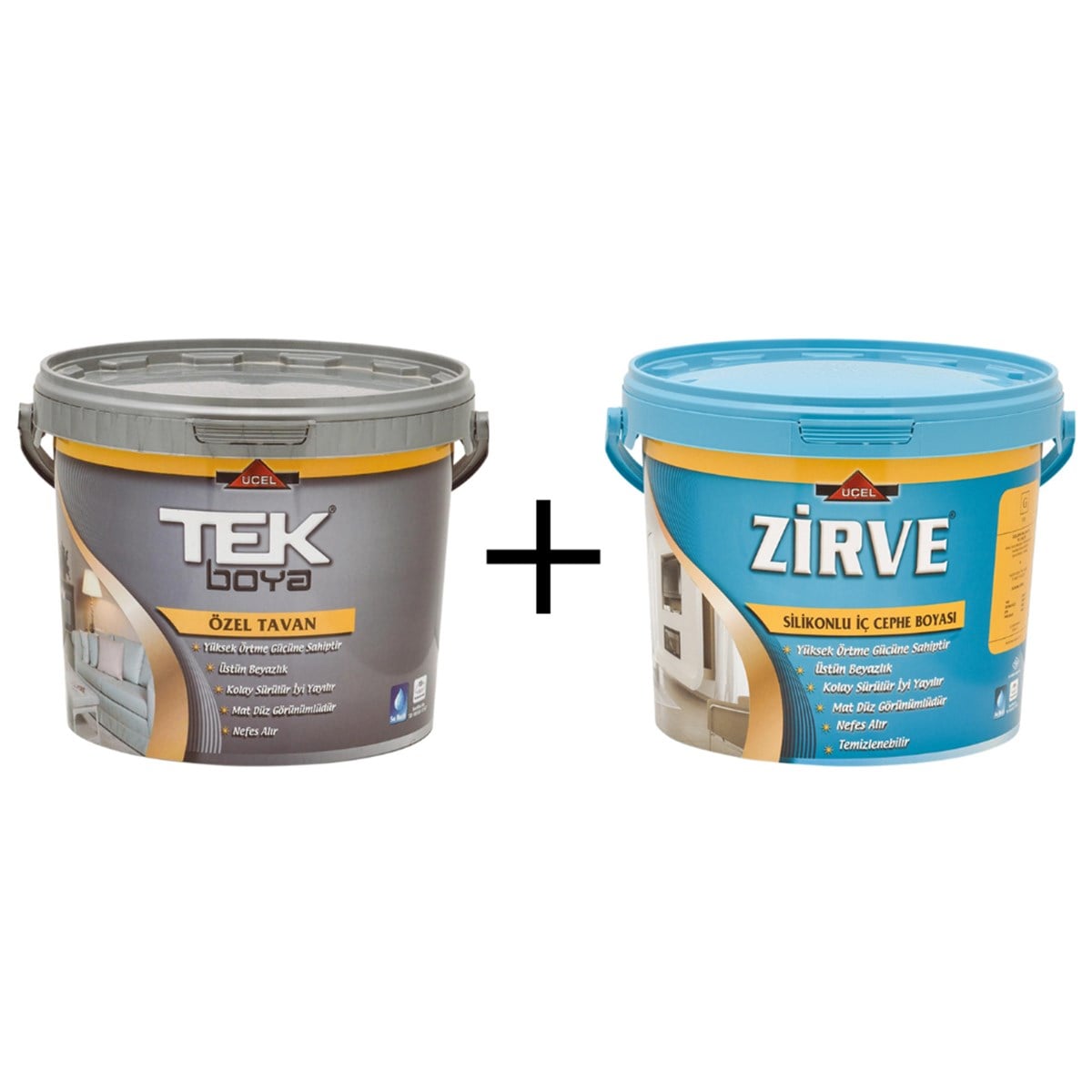 Tek Tavan Plastik Boya 17.5 Kg +  Zİrve Silikonlu Plastik İç Cephe Boyası 20 Kg