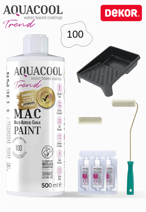 Aquacool Trend Akrilik Hobi Boya K7 Ral Serisi Dönüşüm Boyası 500 ml Rulo 10 Cm 3 Adet Katalizör Boyacı Tavası Hobi Boyama Seti