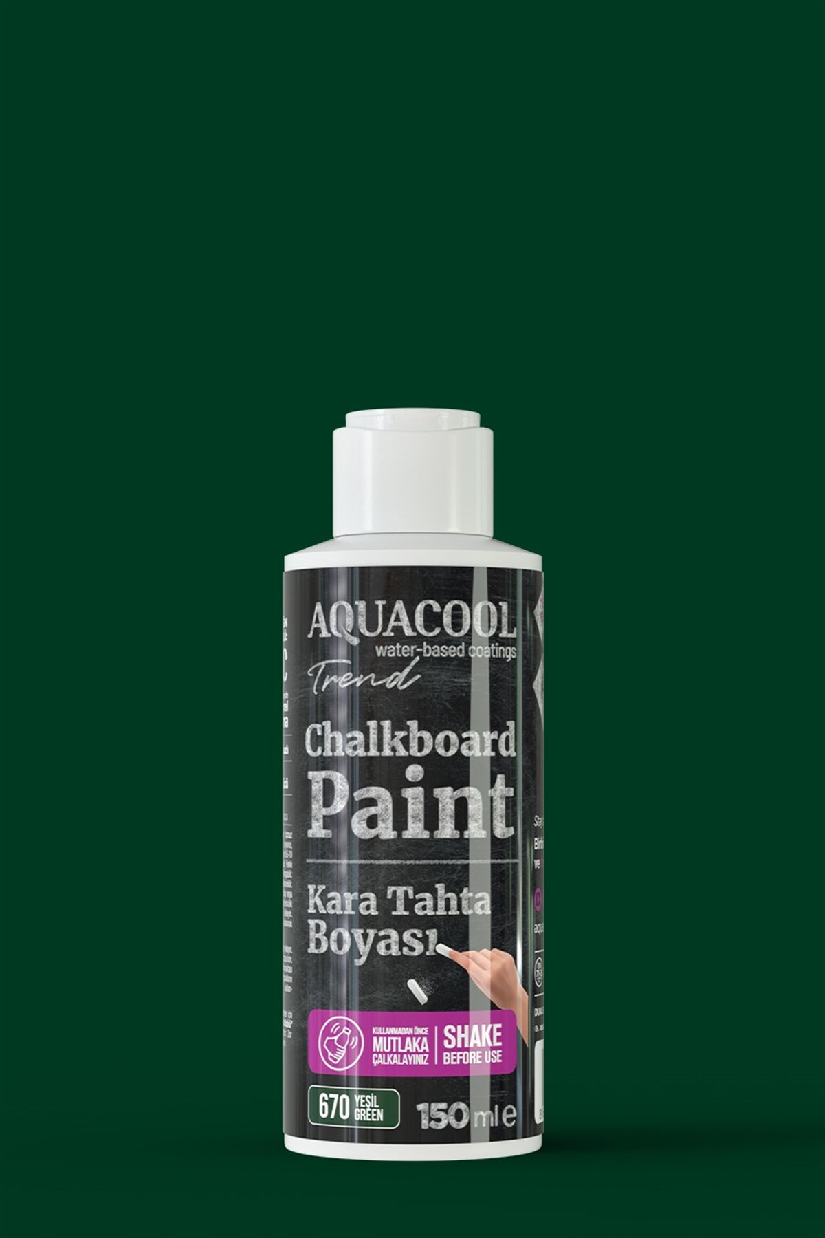 Aquacool Trend 670 Chalkboard Yeşil 150 Ml Kara Tahta Boyası
