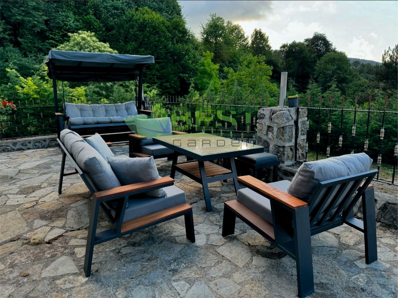 Best Garden Okyanus 2 Model Alüminyum Bahçe Koltuk Takım 3+1+1+ Masa