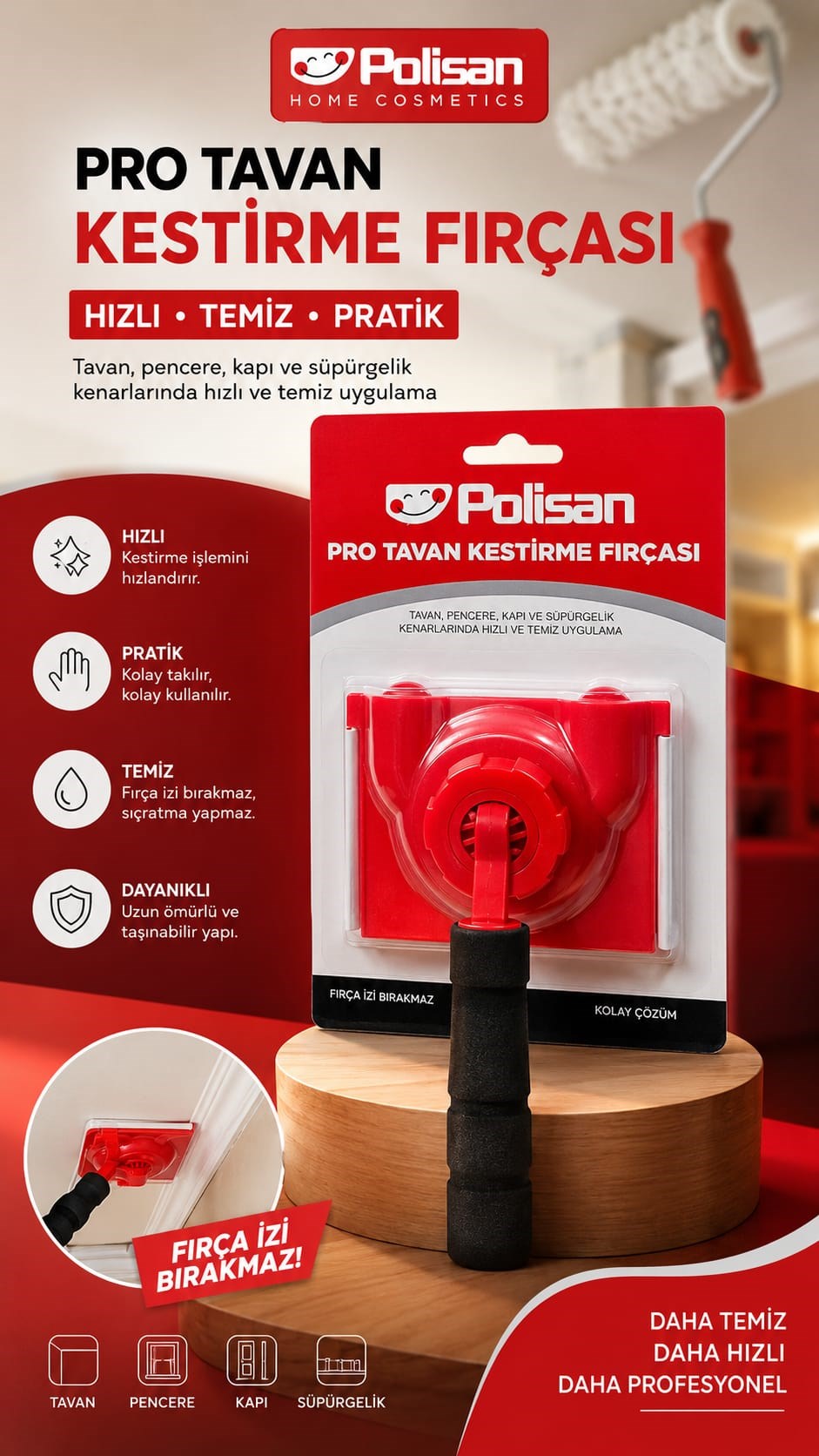 Polisan Pro Tavan Kestirme Fırçası