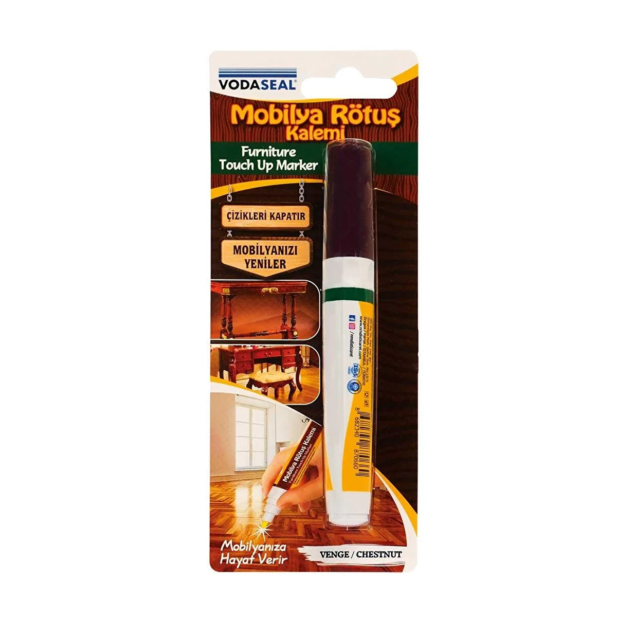 Vodaseal Mobilya İçin Rötuş Seti 1+1 Venge Rengi Rötuş Kalemi 