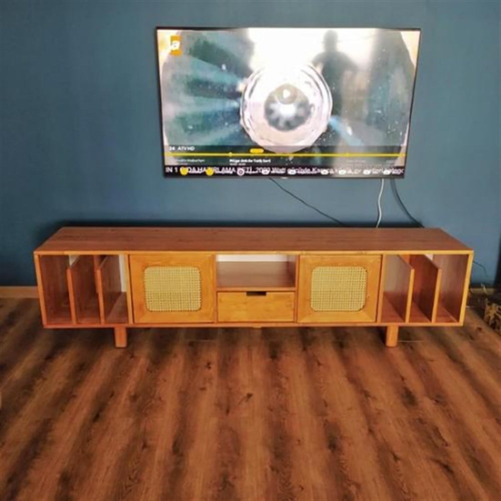 Ahşap hazeran TV sehpası