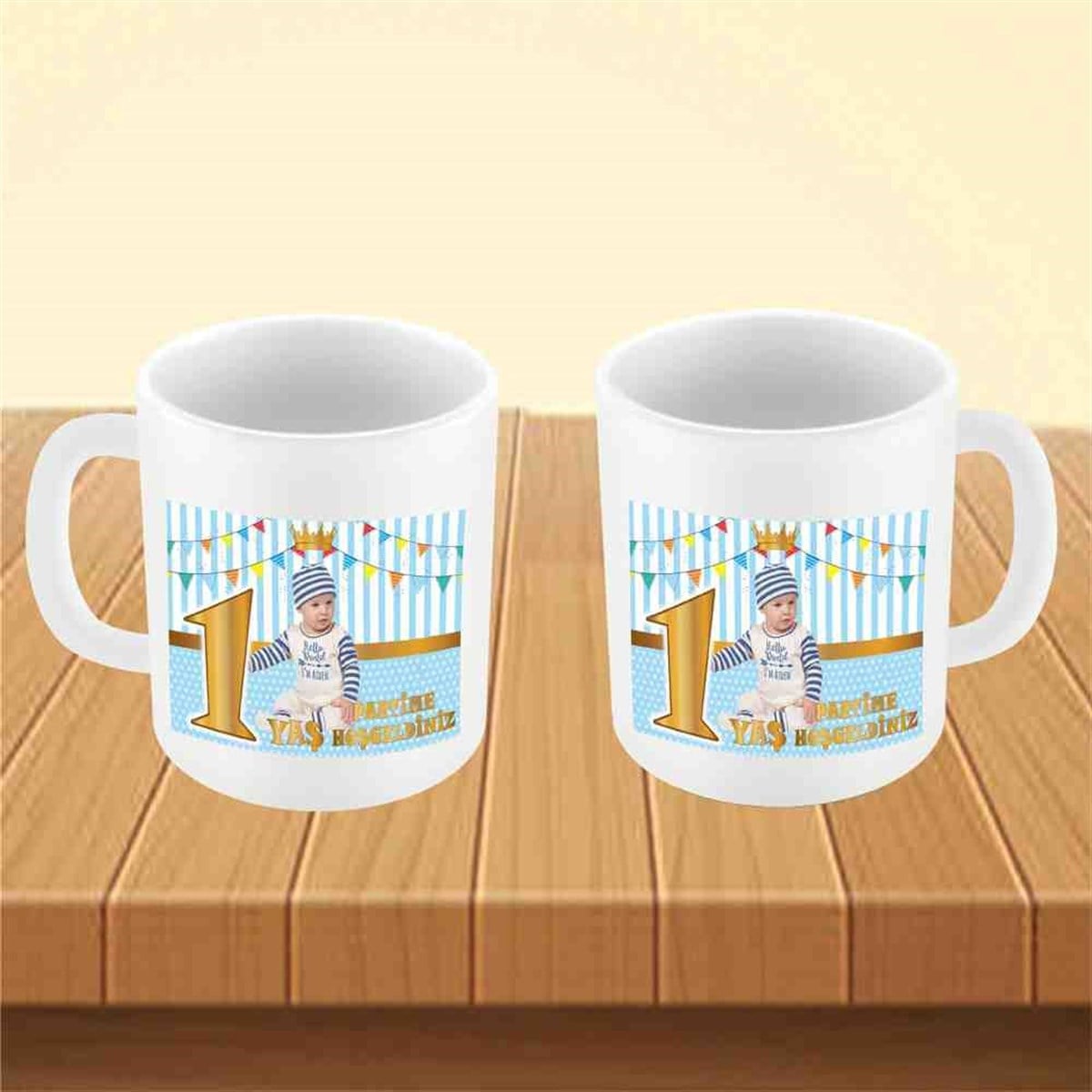 1 Yaş Taç Konsept Kupa Bardak Mug 