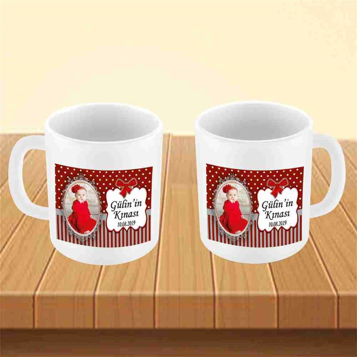 6 Ay Kınası bordo grili Parti Kupa Mug Bardak 