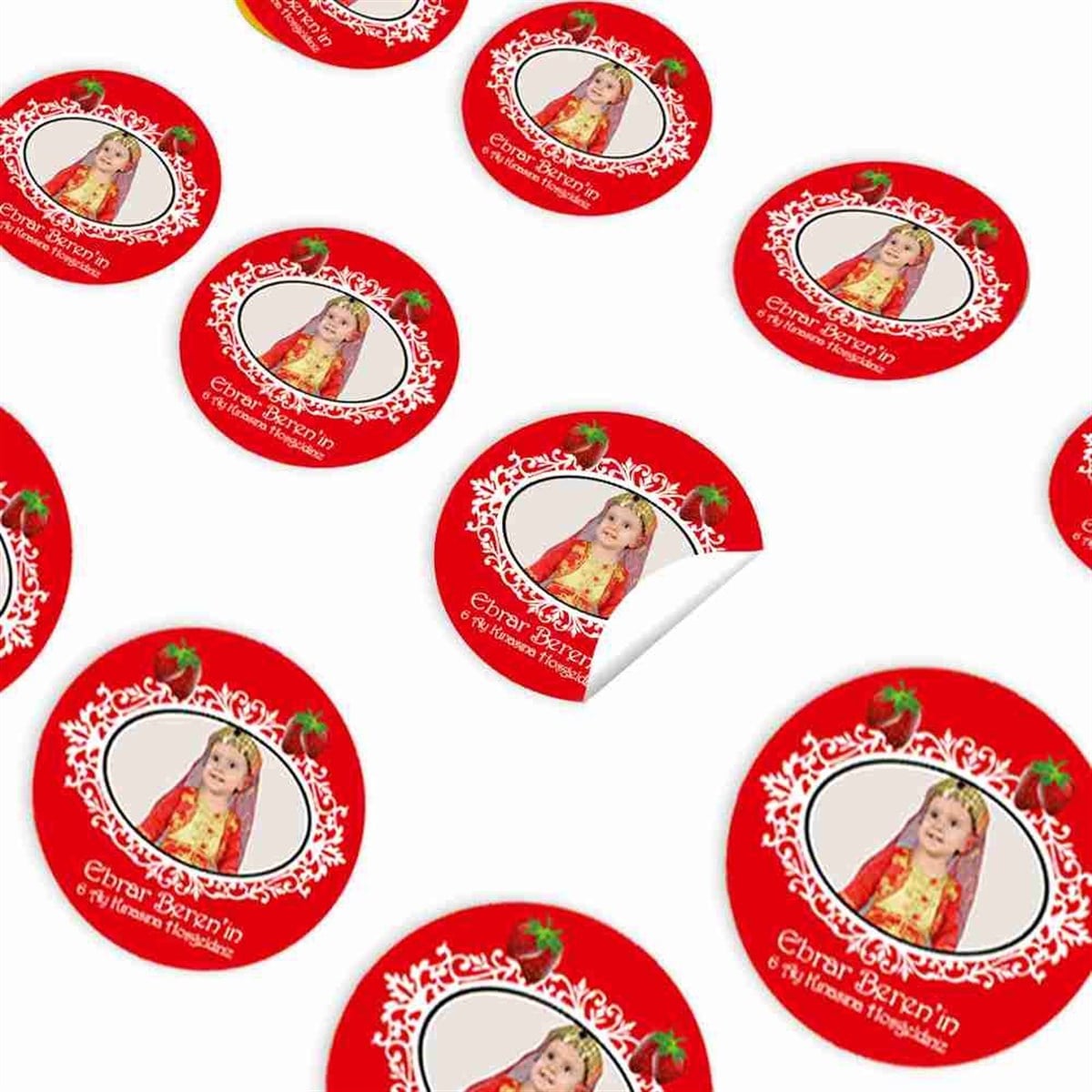 6 Ay Kınası Çilekli Parti Sticker 30 Adet 