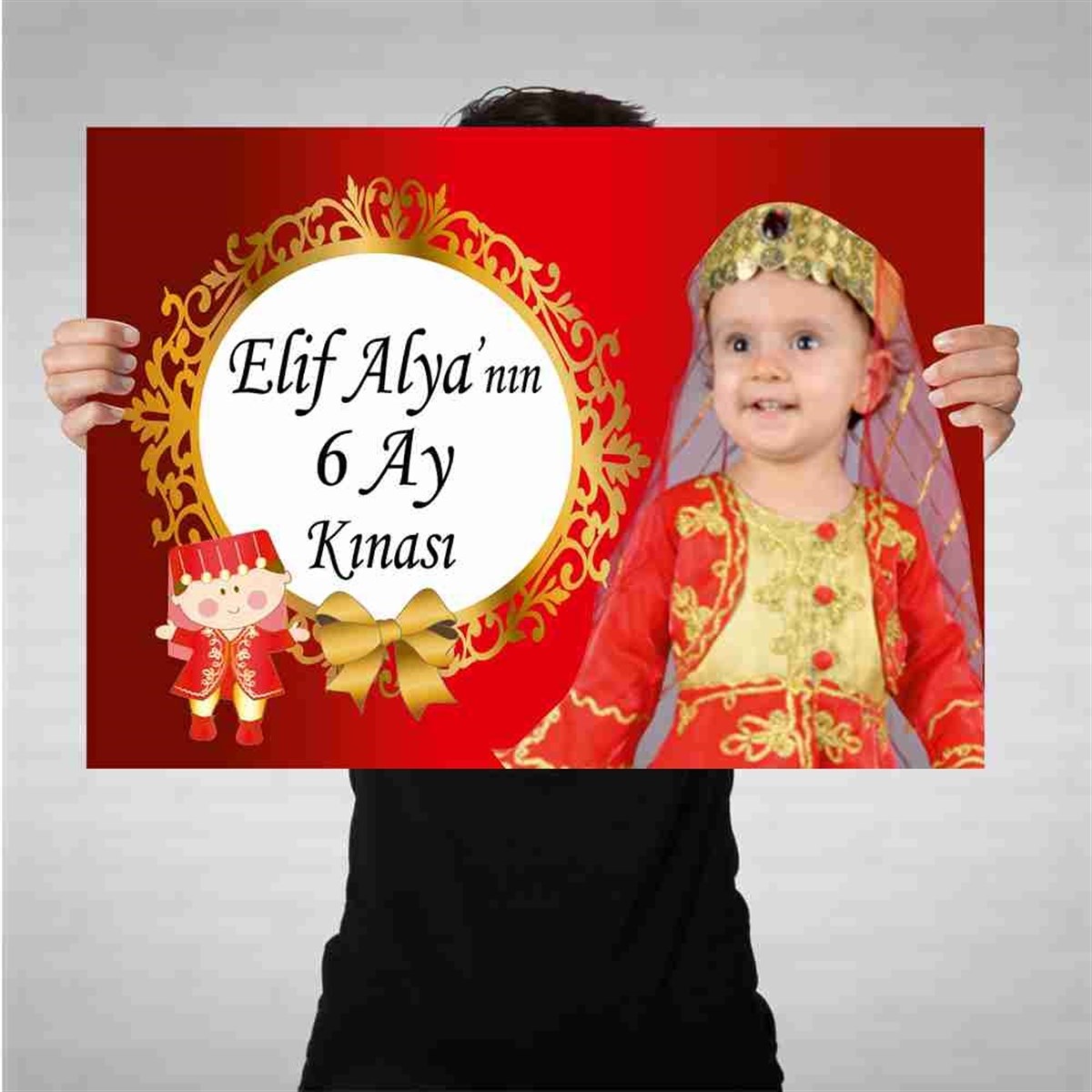 6 Ay Kınası çocuk kına elbiseli Parti Afiş 