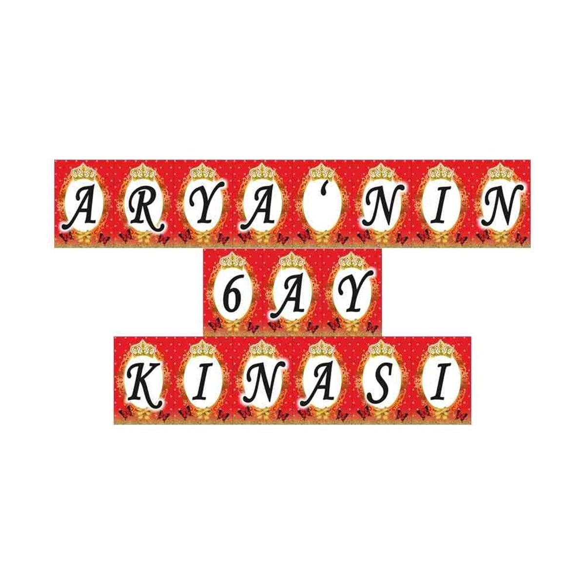 6 Ay Kınası Gold Taç Parti Flama Harf Banner 