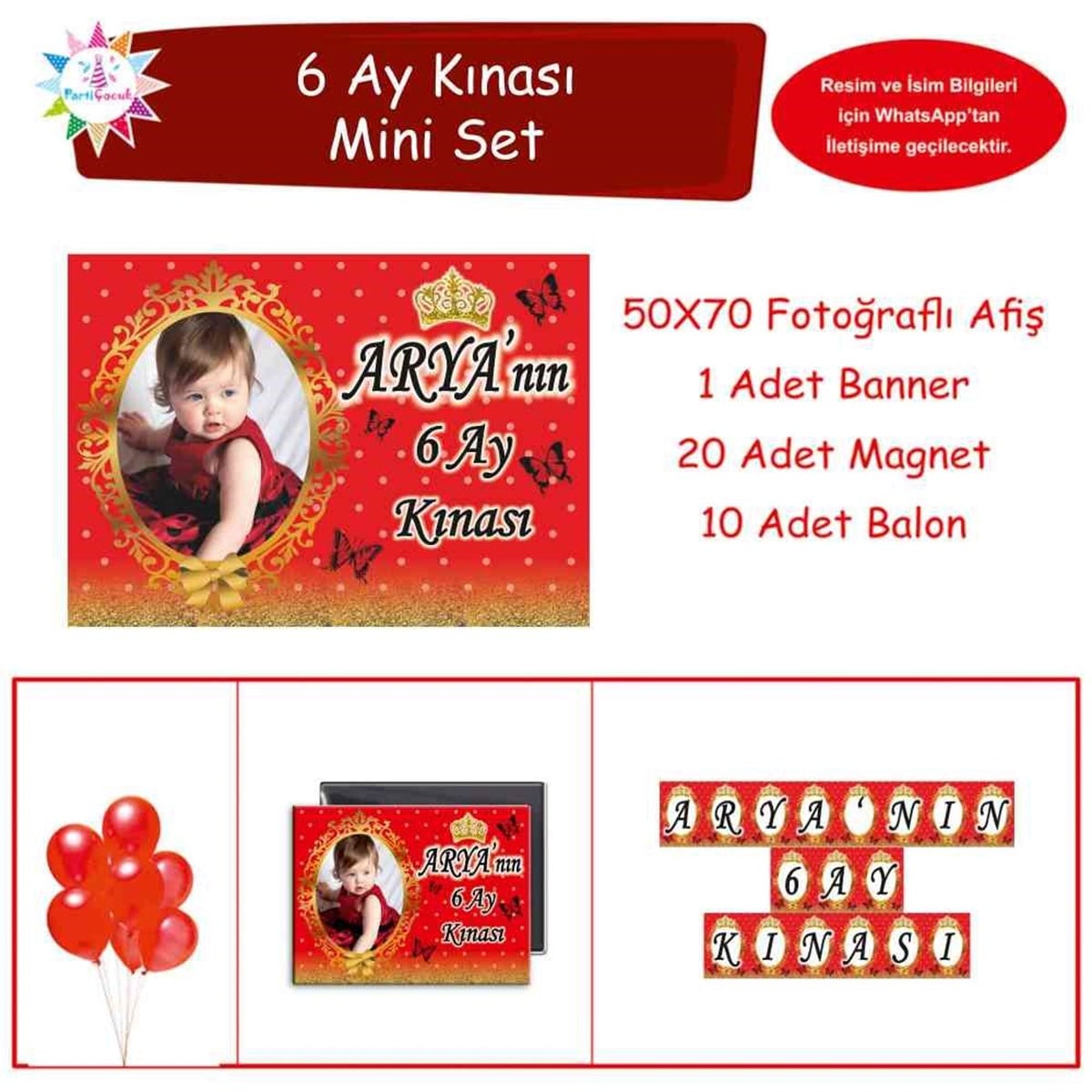 6 Ay Kınası Gold Taç Parti Mini Set 