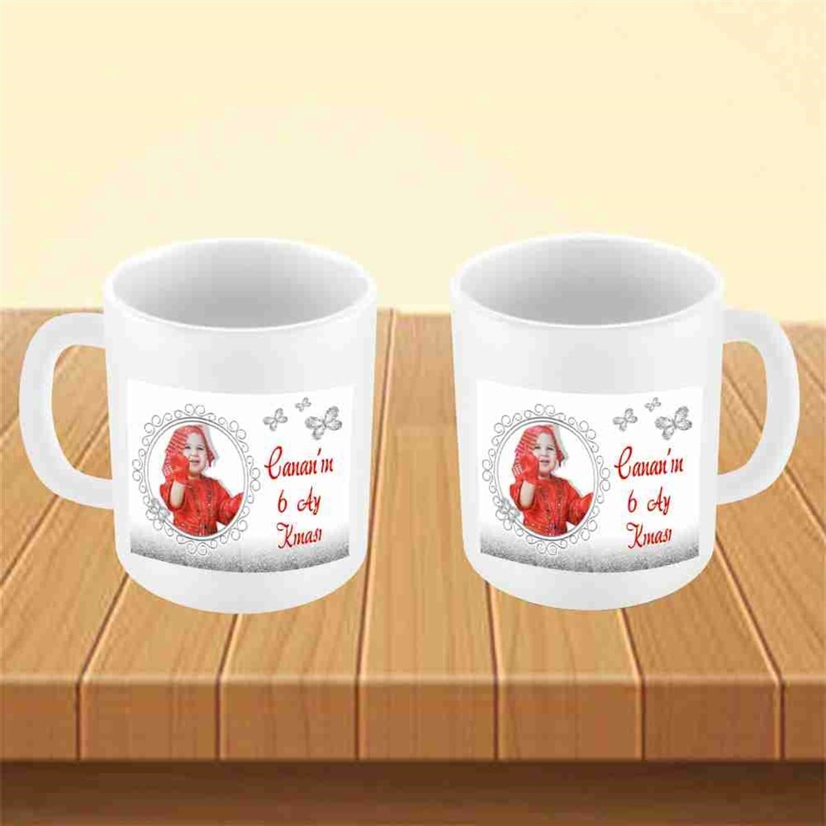6 Ay Kınası Gümüş Kelebekli Parti Kupa Mug Bardak 