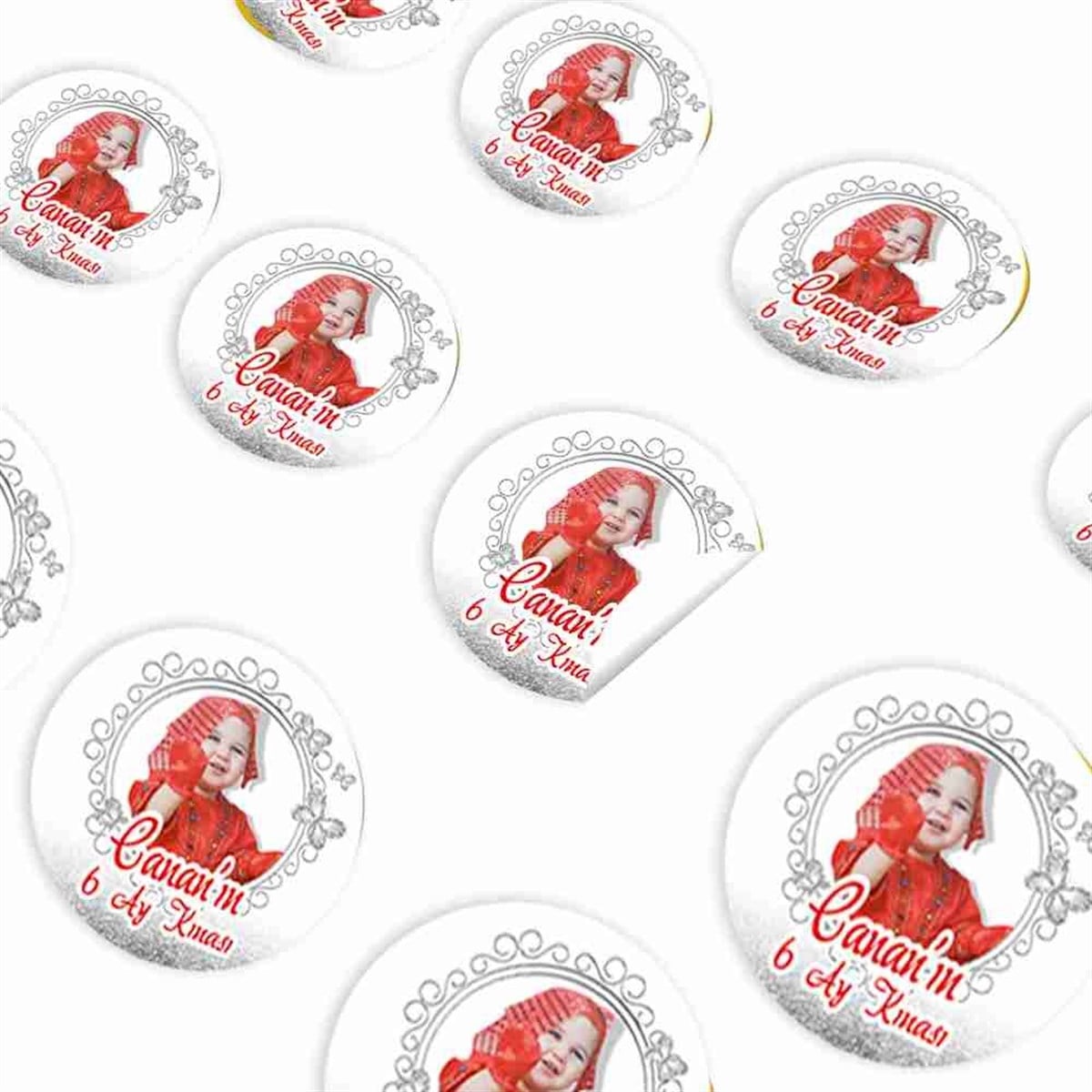 6 Ay Kınası Gümüş Kelebekli Parti Sticker 30 Adet 