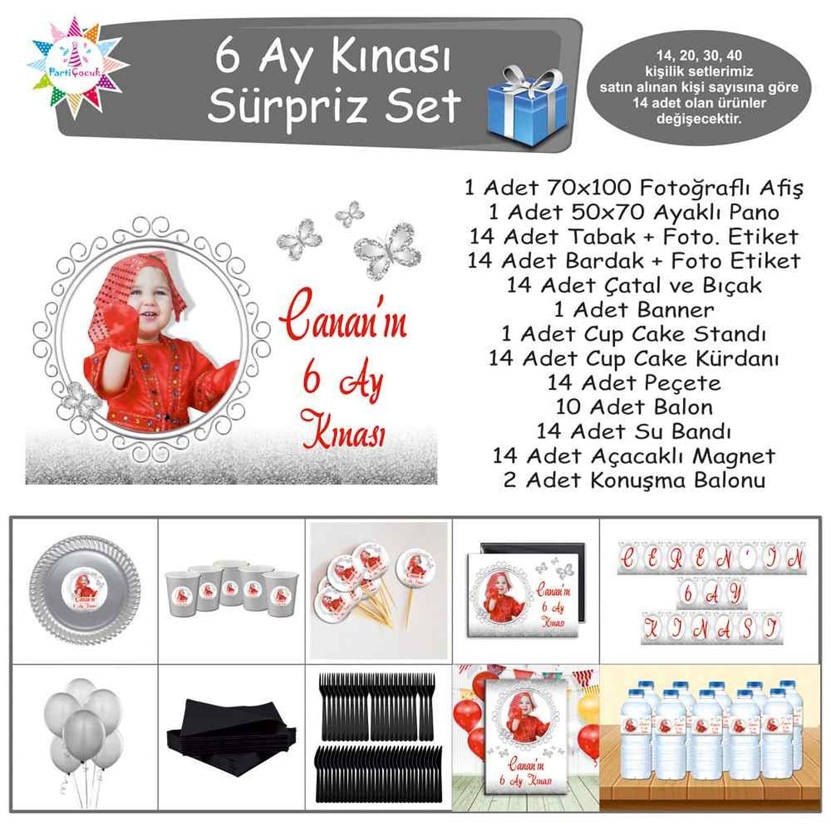 6 Ay Kınası Gümüş Kelebekli Sürpriz Set 