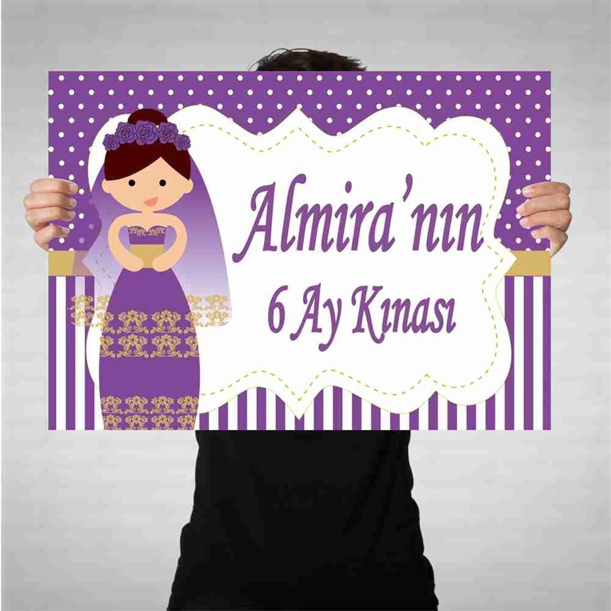 6 Ay Kınası Kına Karikatürlü Parti Mor Afiş 
