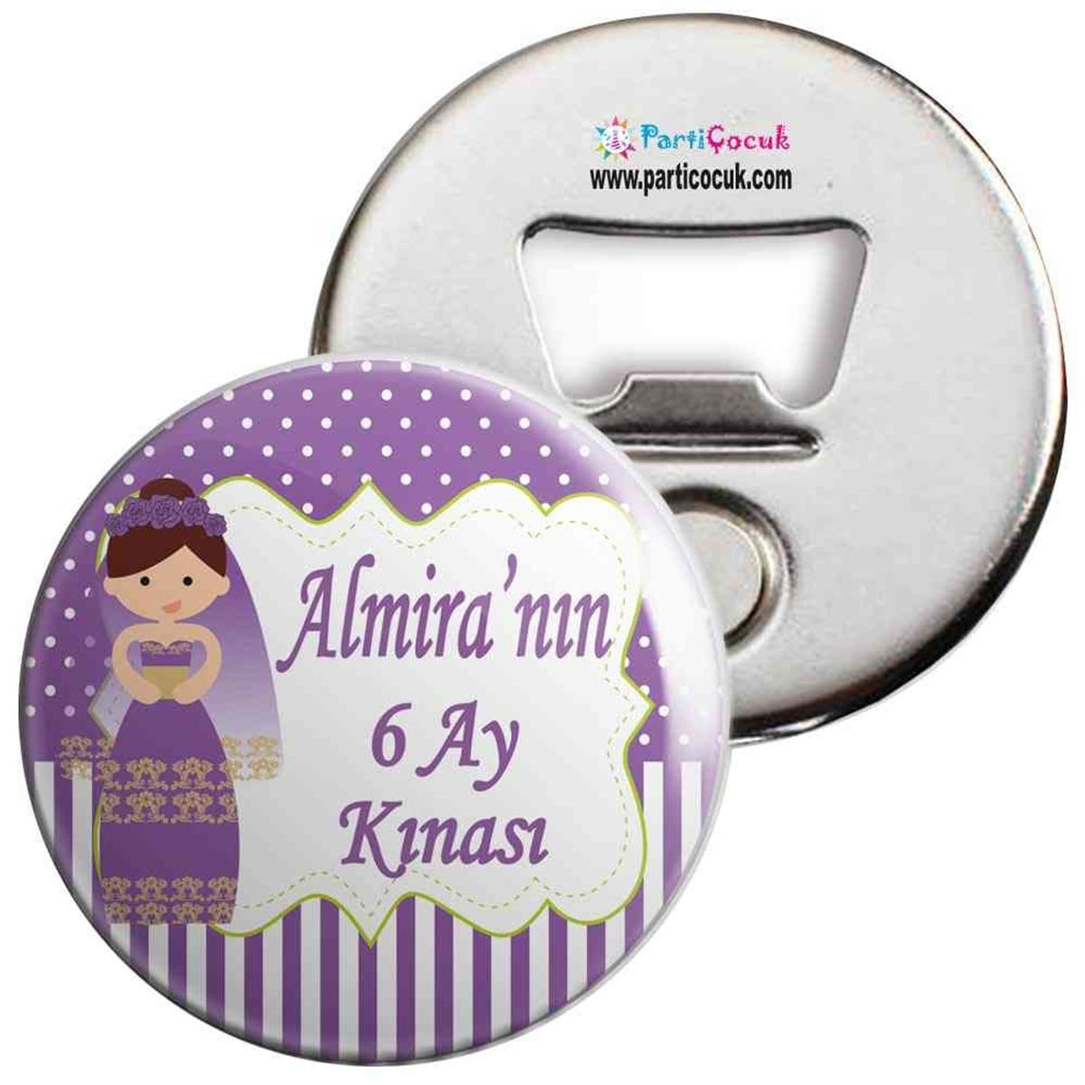 6 Ay Kınası Kına Karikatürlü Parti Mor Açacaklı Magnet 