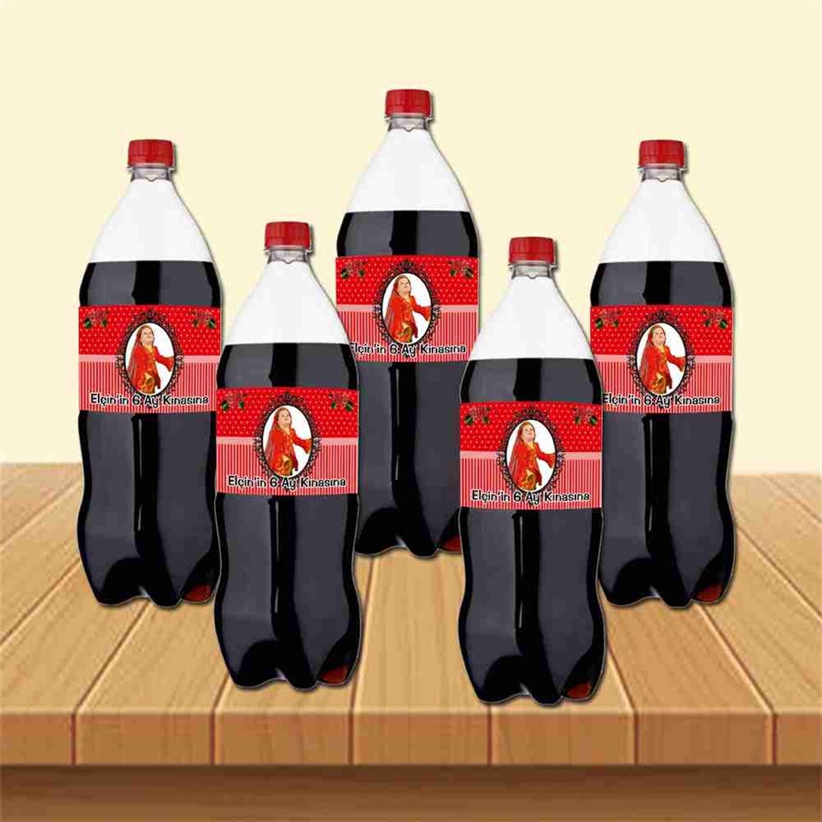 6 Ay Kınası kırmızı çizgli Güllü Parti Cola Bandı Sargısı 