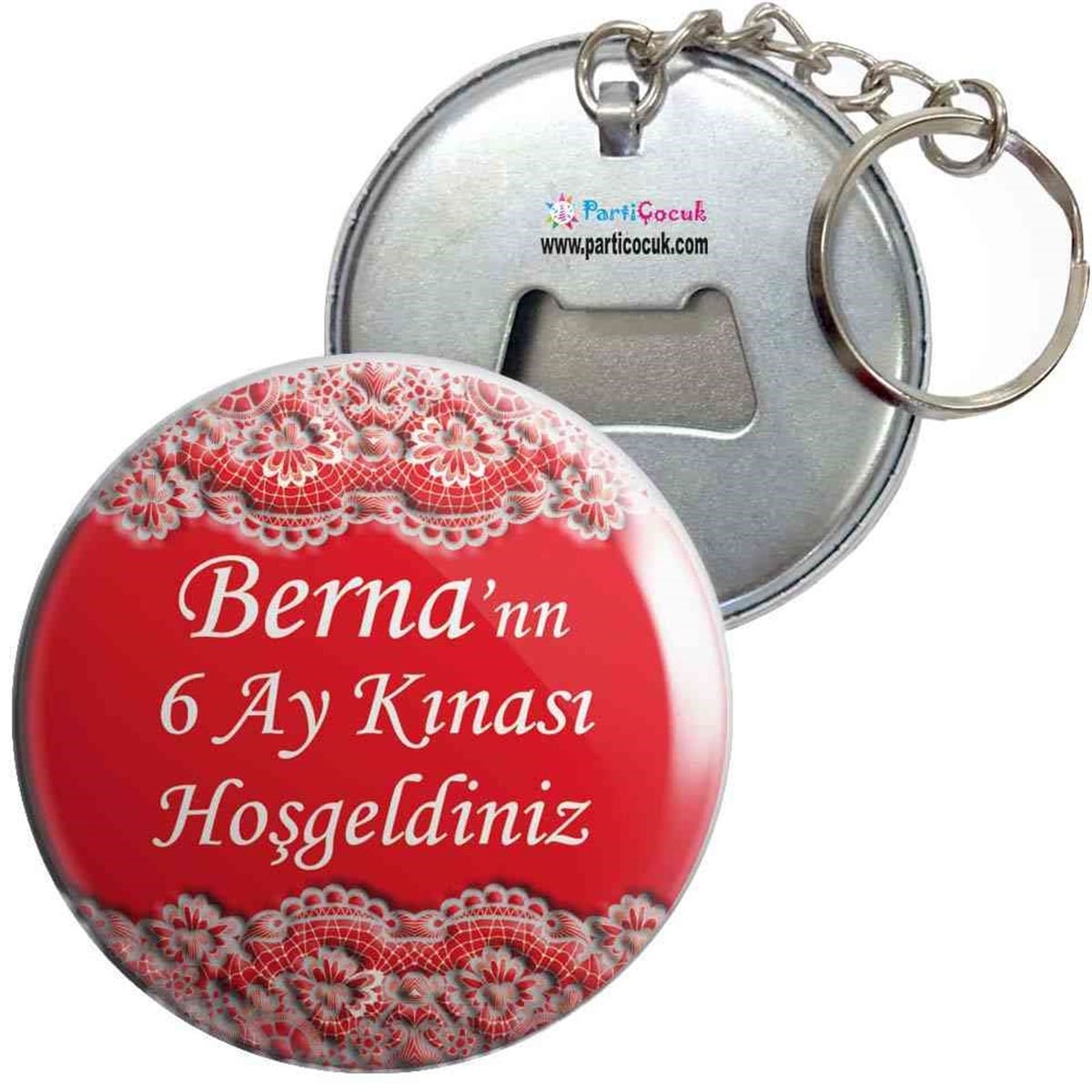 6 Ay Kınası Kırmızı Dantelli Parti Anahtarlıklı Açacak 