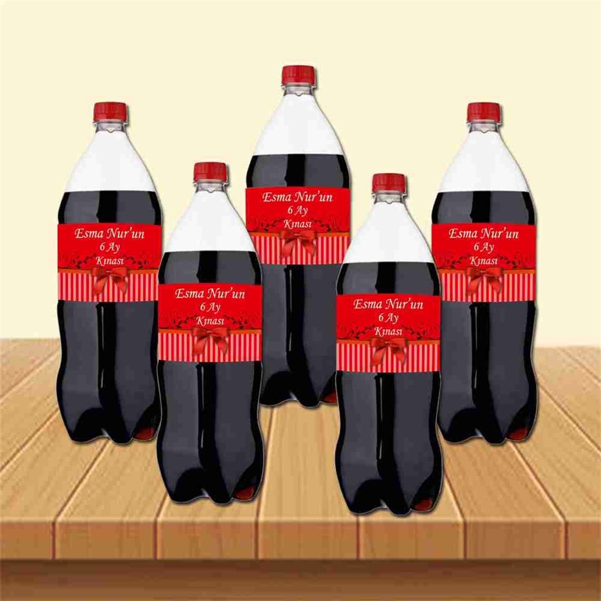 6 Ay Kınası Kırmızı Fiyonklu Konsept Cola Bandı Sargısı 