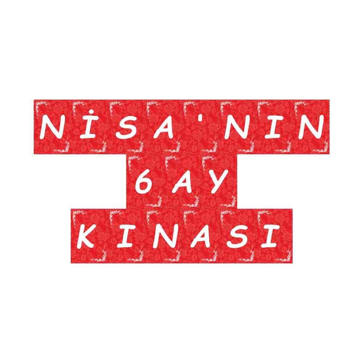 6 Ay Kınası Kırmızı Kuşaklı Parti Flama Harf Banner 