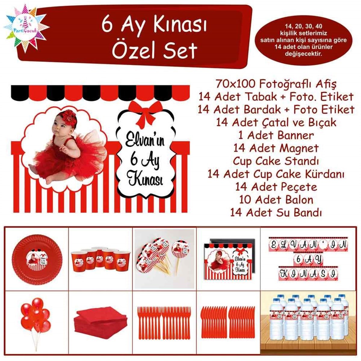 6 Ay Kınası Kırmızı Siyahlı Özel Set 
