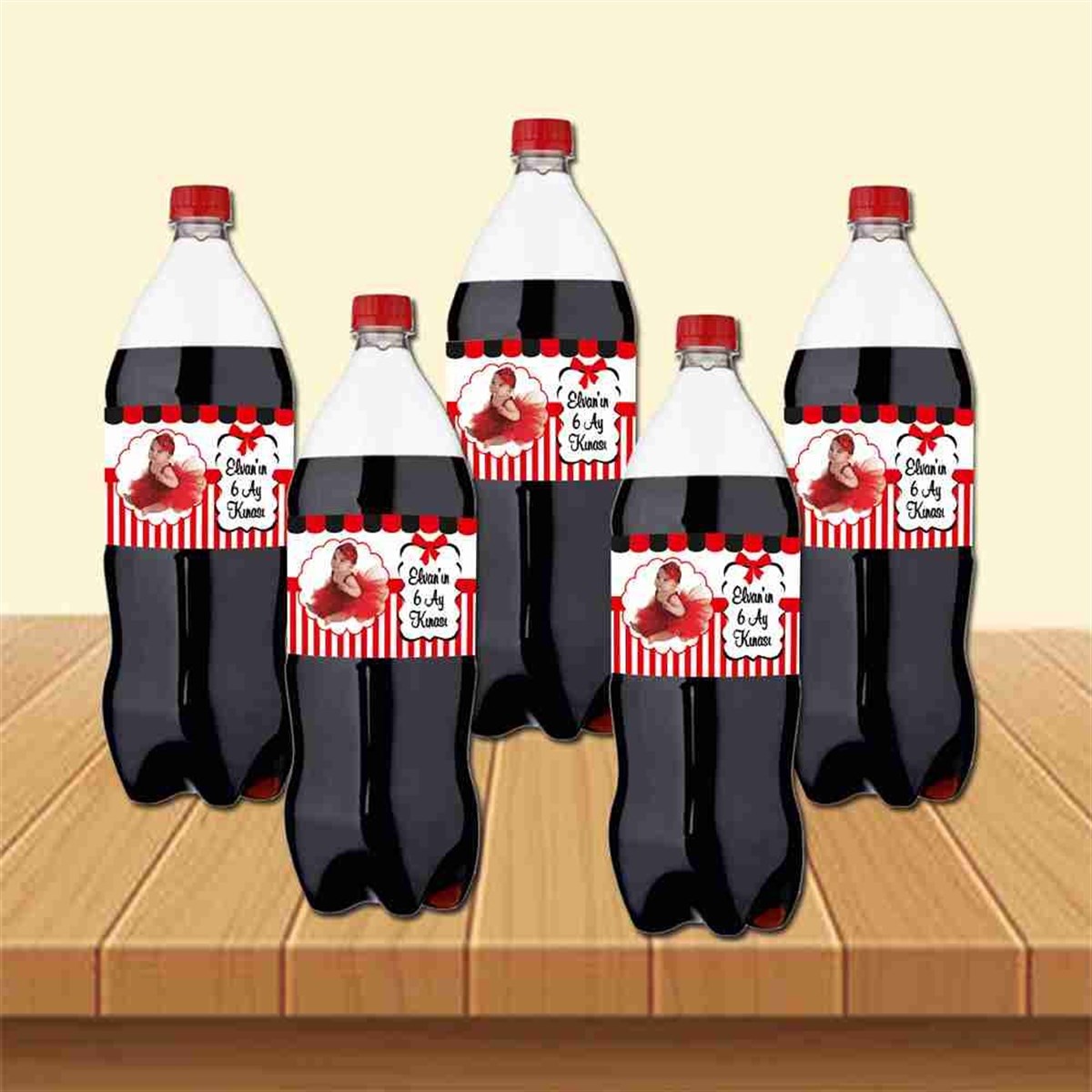 6 Ay Kınası kırmızı siyahlı Parti Cola Bandı Sargısı 