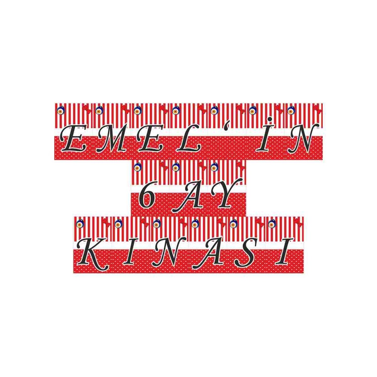 6 Ay Kınası Nazar Boncuğu Temalı Flama Harf Banner 