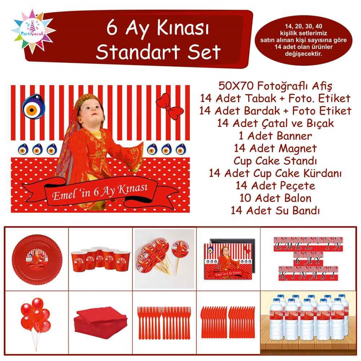 6 Ay Kınası Nazar Boncuğu Temalı Standart Set 