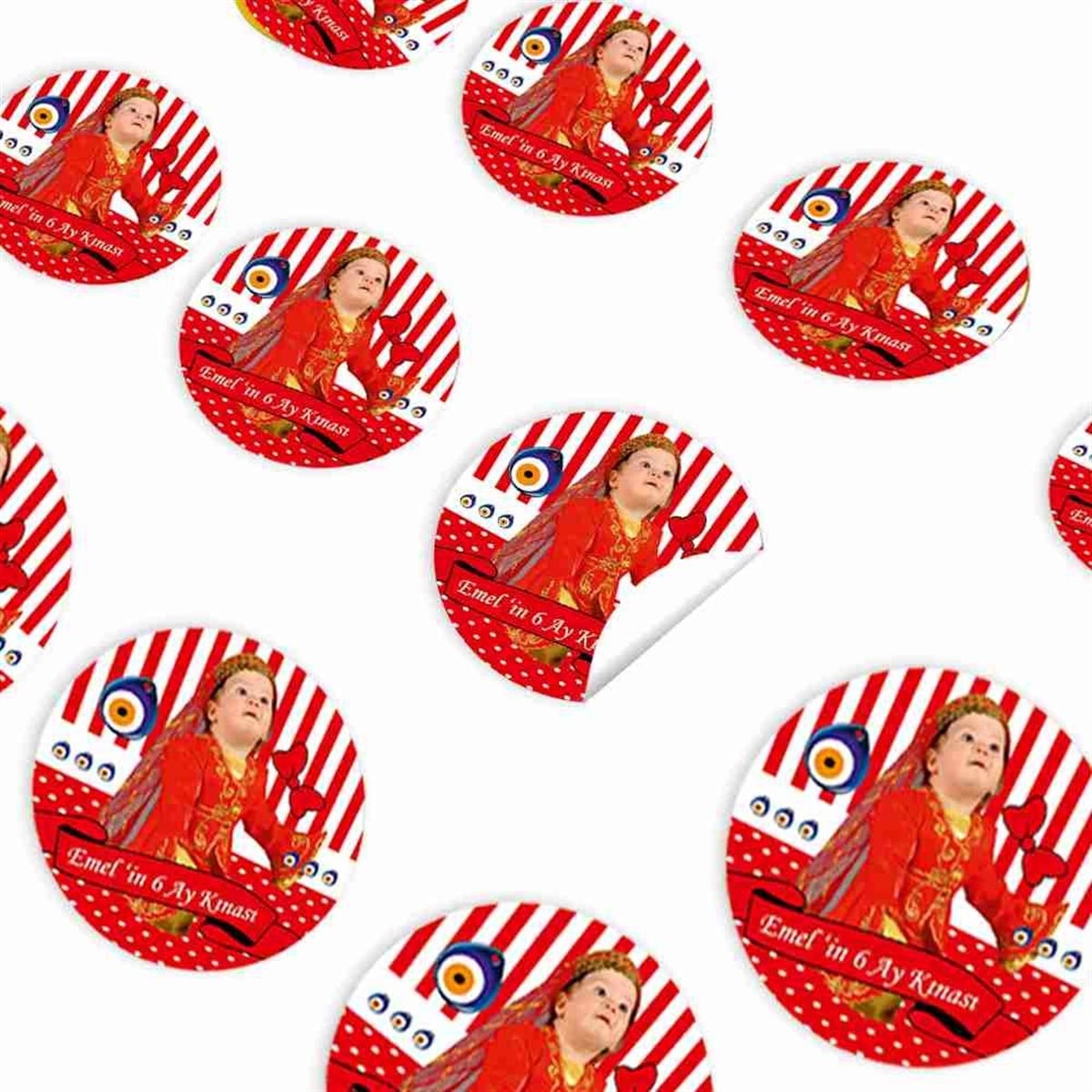 6 Ay Kınası Nazar Boncuğu Temalı Sticker 30 Adet 