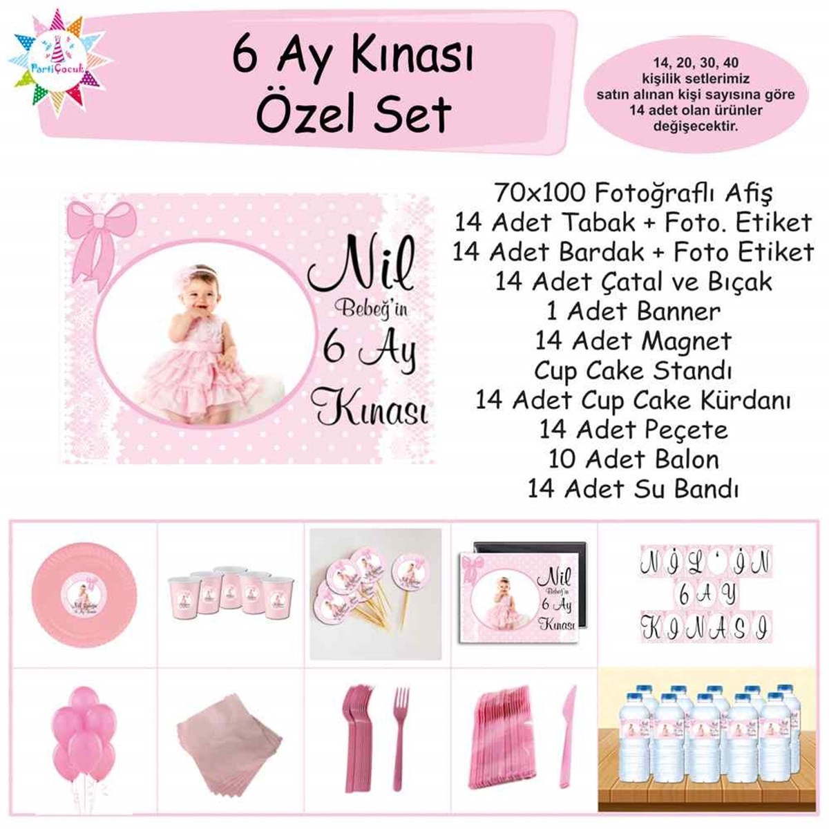 6 Ay Kınası Pembe Dantelli Özel Set  