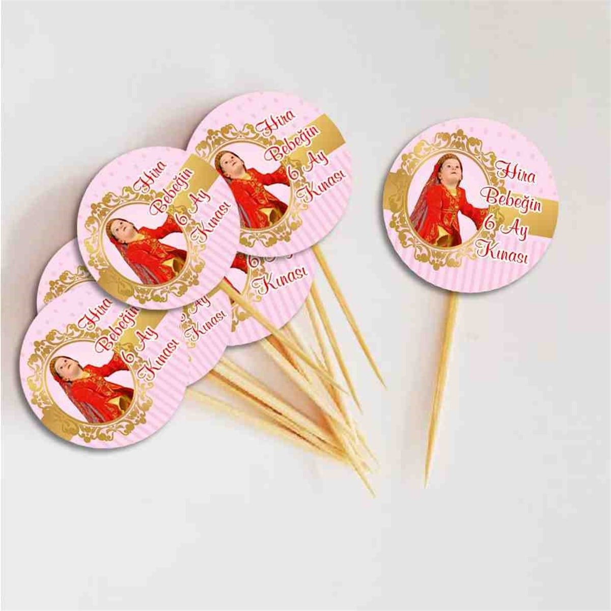 6 Ay Kınası Pembe gold konsept Cupcake Kurdanı 