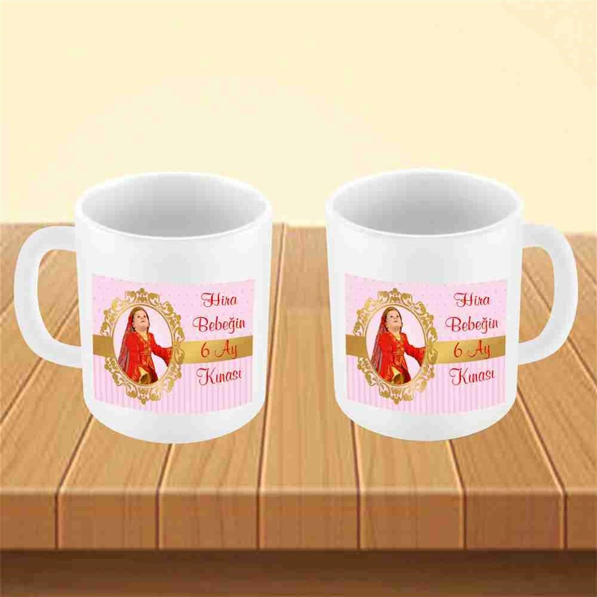 6 Ay Kınası Pembe gold konsept Kupa Mug Bardak 