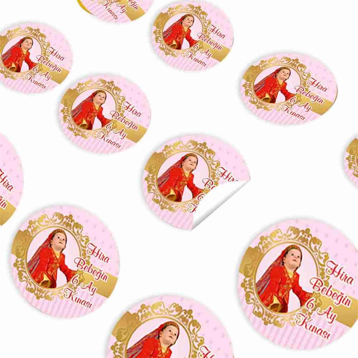 6 Ay Kınası Pembe gold konsept Sticker 30 Adet 