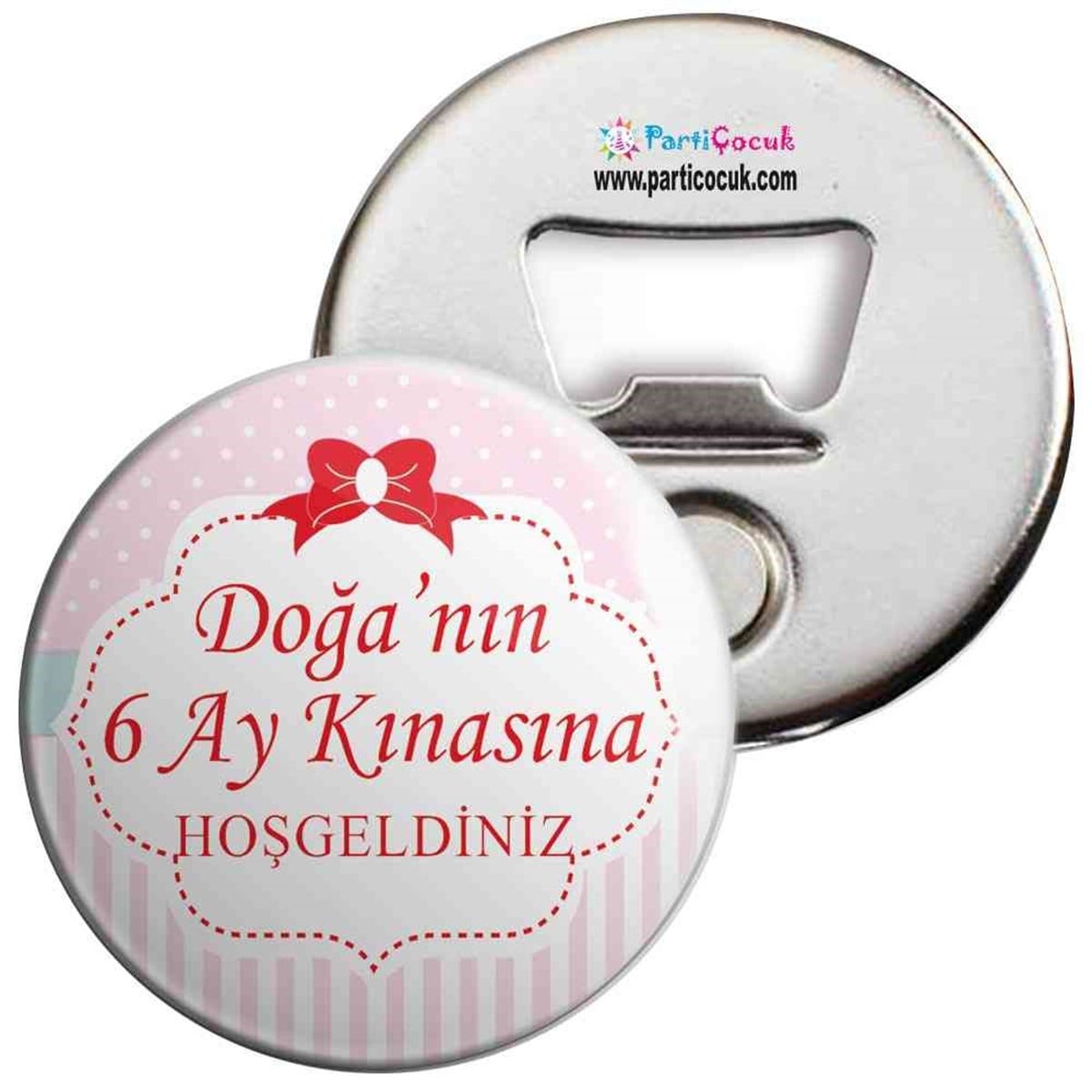 6 Ay Kınası Pembe Kırmızı Kurdeleli Parti Açacaklı Magnet 