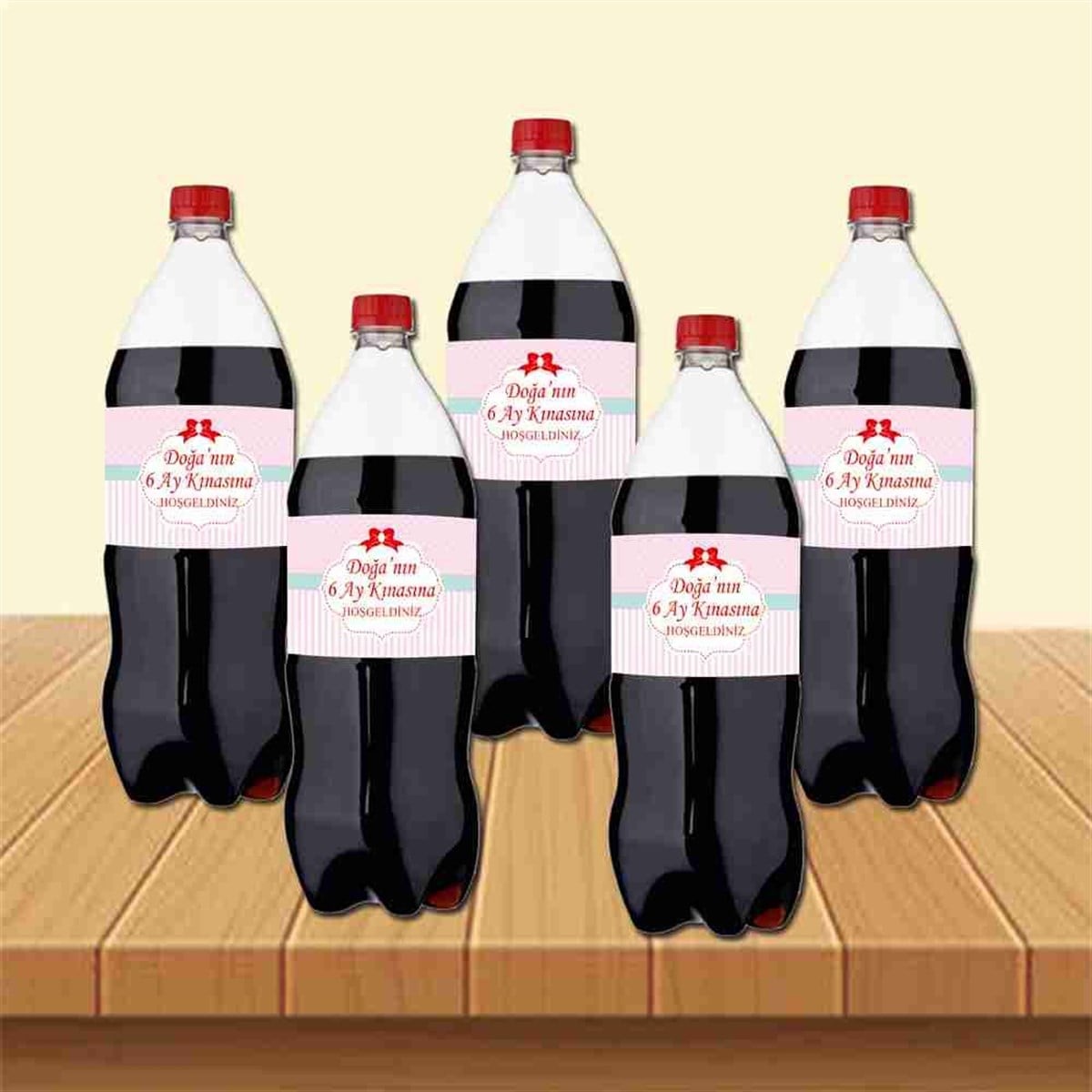 6 Ay Kınası Pembe Kırmızı Kurdeleli Parti Cola Bandı Sargısı 