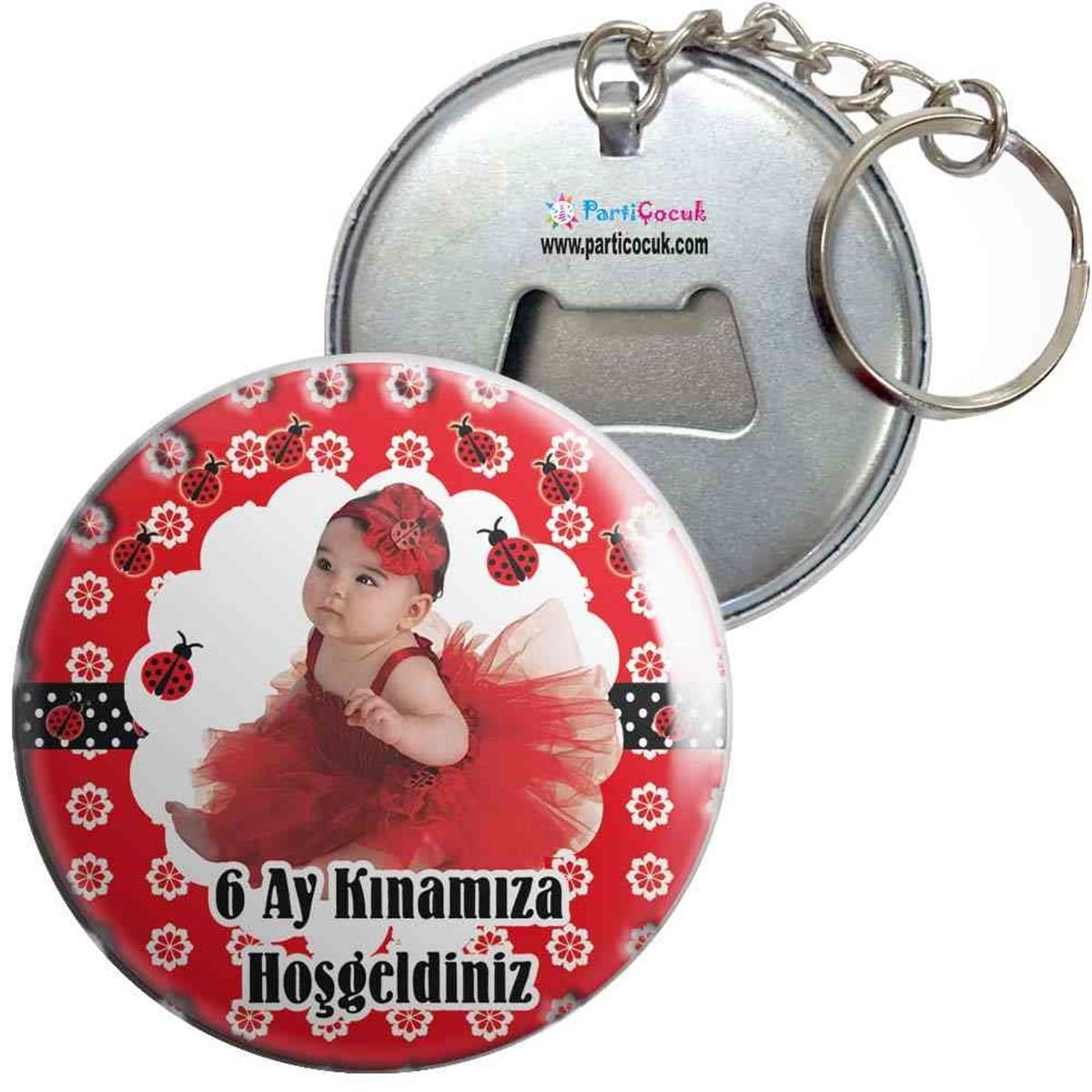 6 Ay Kınası Uğur Böceği Parti Süsü Anahtarlıklı Açacak 
