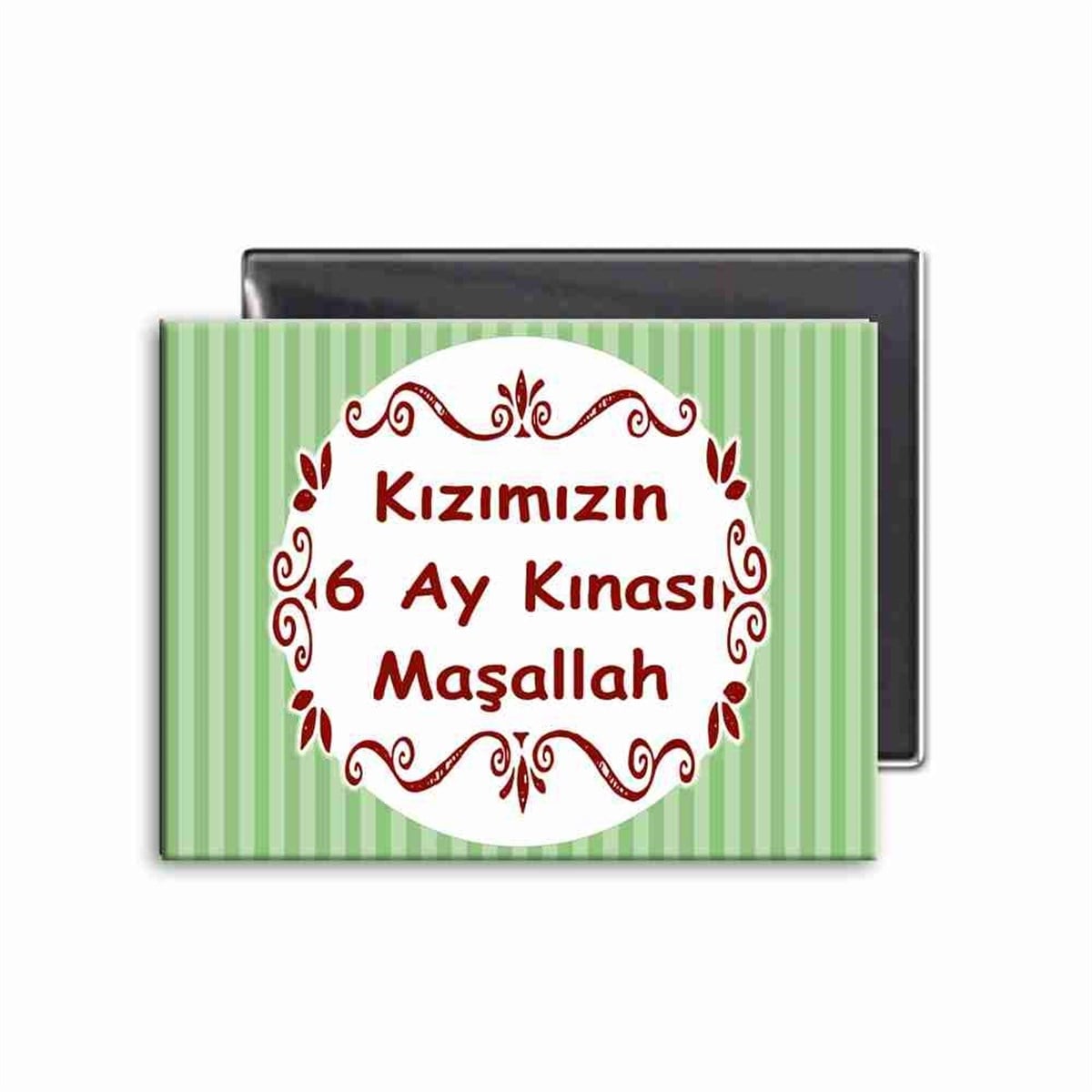 6 Ay Kınası Yeşil Çizgili Parti Buzdolabı Magneti 