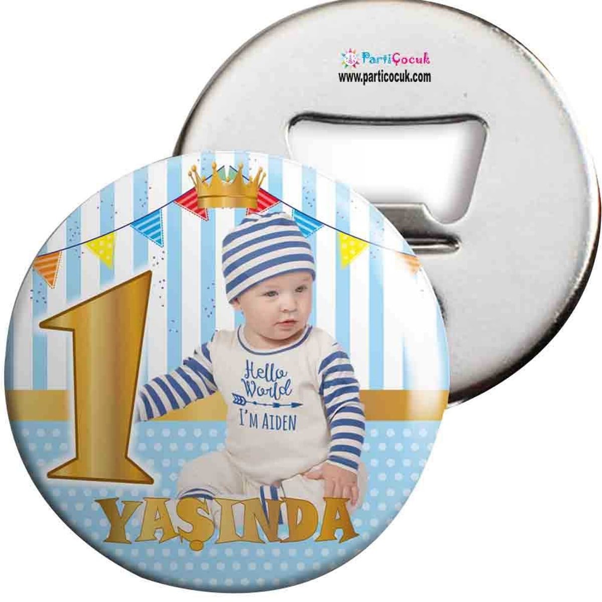 7 Yaş Doğum Günü Taç Konsept Açacaklı Magnet Kişiye Özel 
