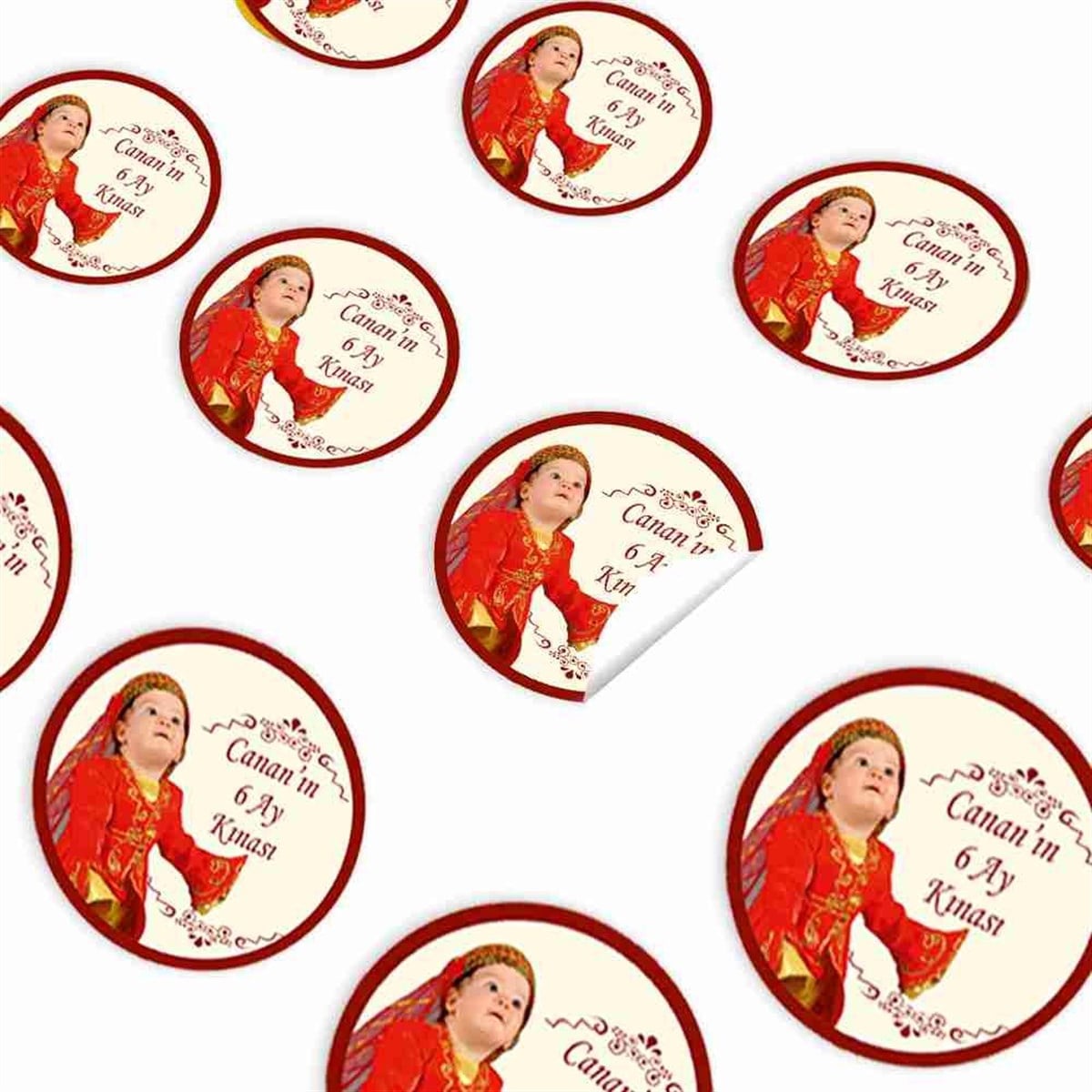 Altı Ay Kınası Bordo Renk Parti Sticker 30 Adet 
