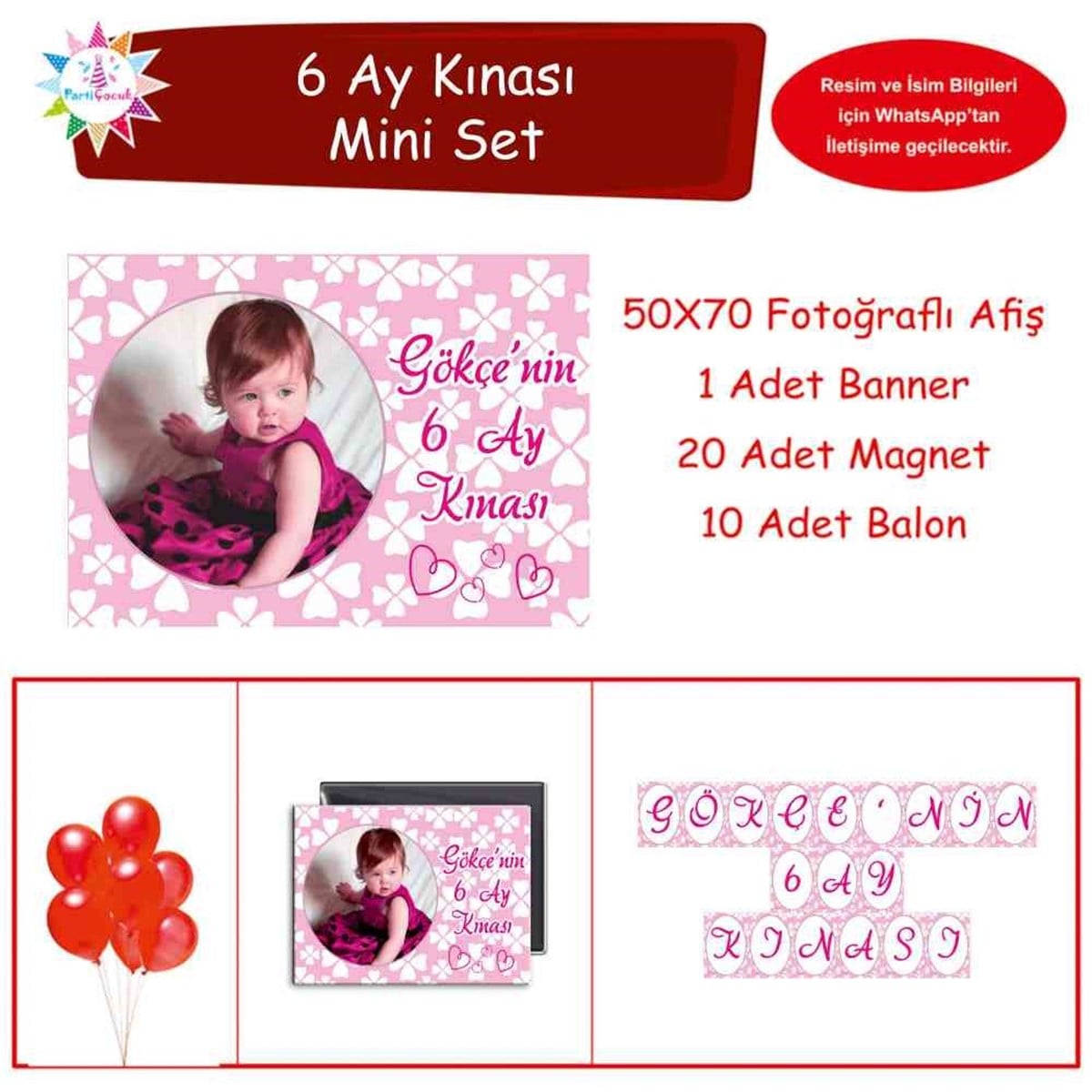Altı Ay Kınası pembe yonca konseptli Mini Set 