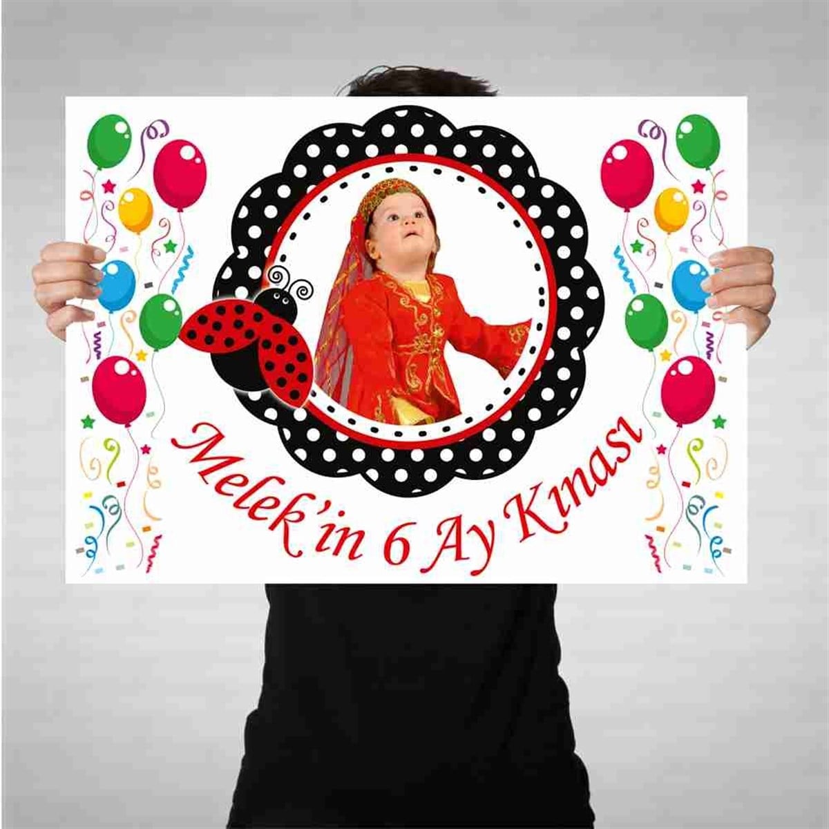 Altı Ay Kınası renkli balonlu Tema Afiş 
