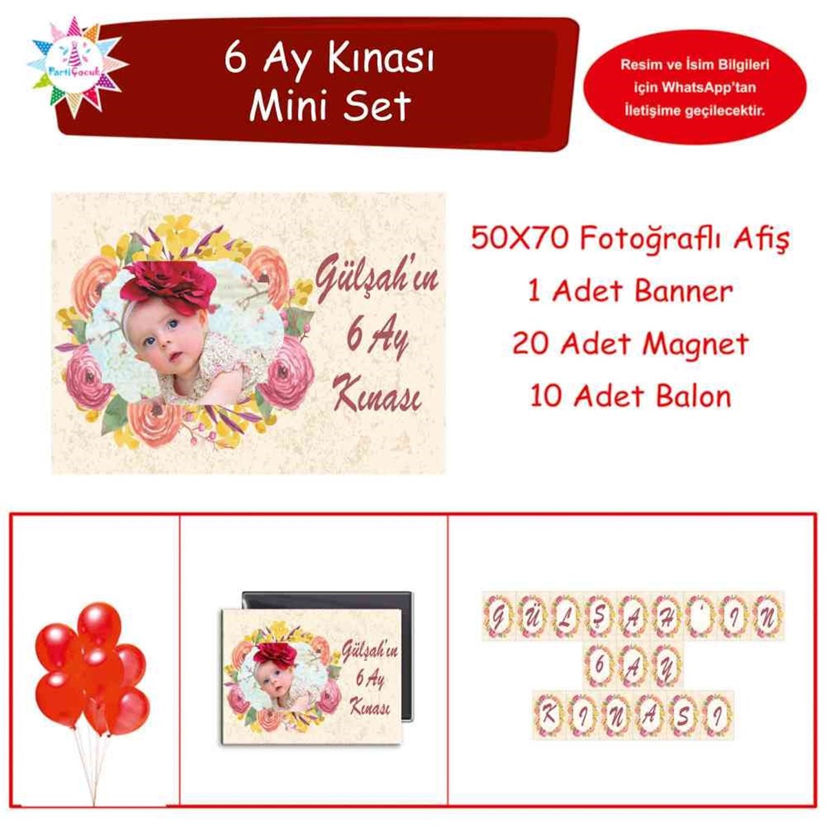Altı Ay Kınası vintage konseptli Parti Mini Set 